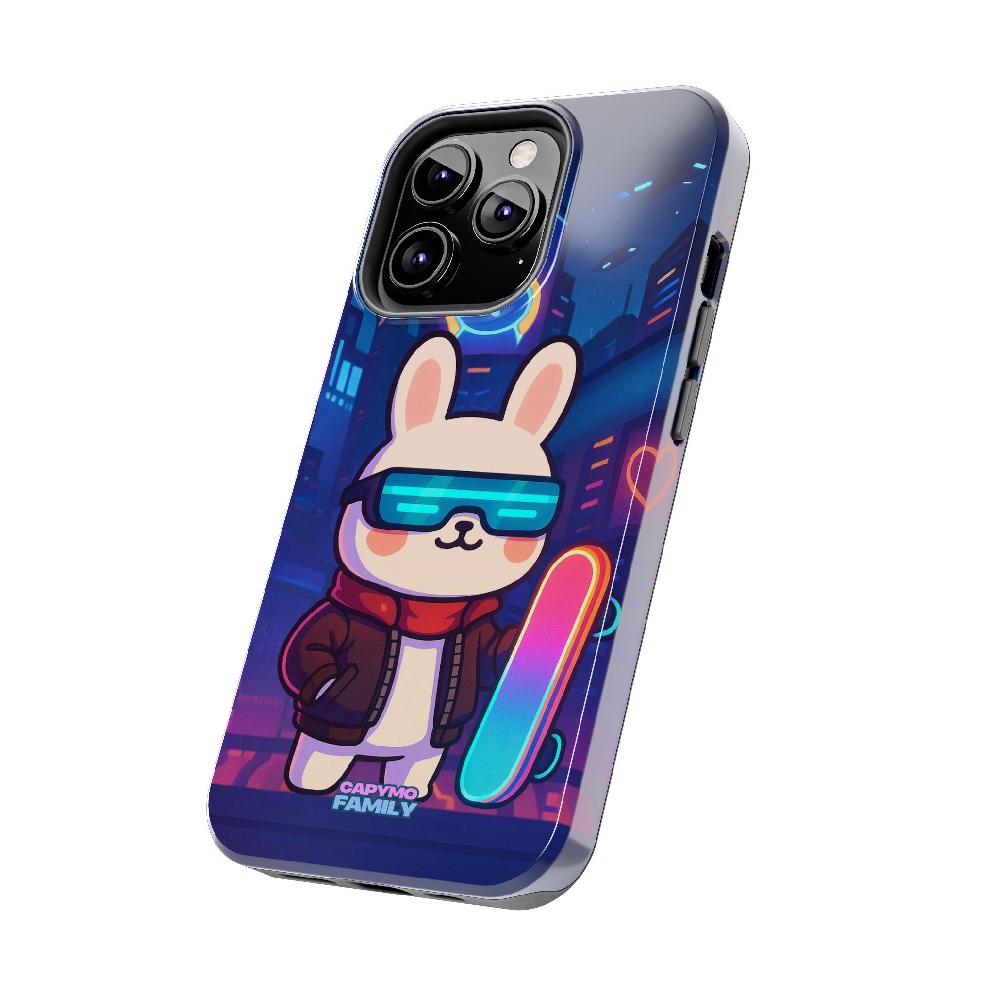 Capymo Family Cute Cartoon Bunny Tough Phone Case –Cyberpunk Bunny "Toto" Phone Case
