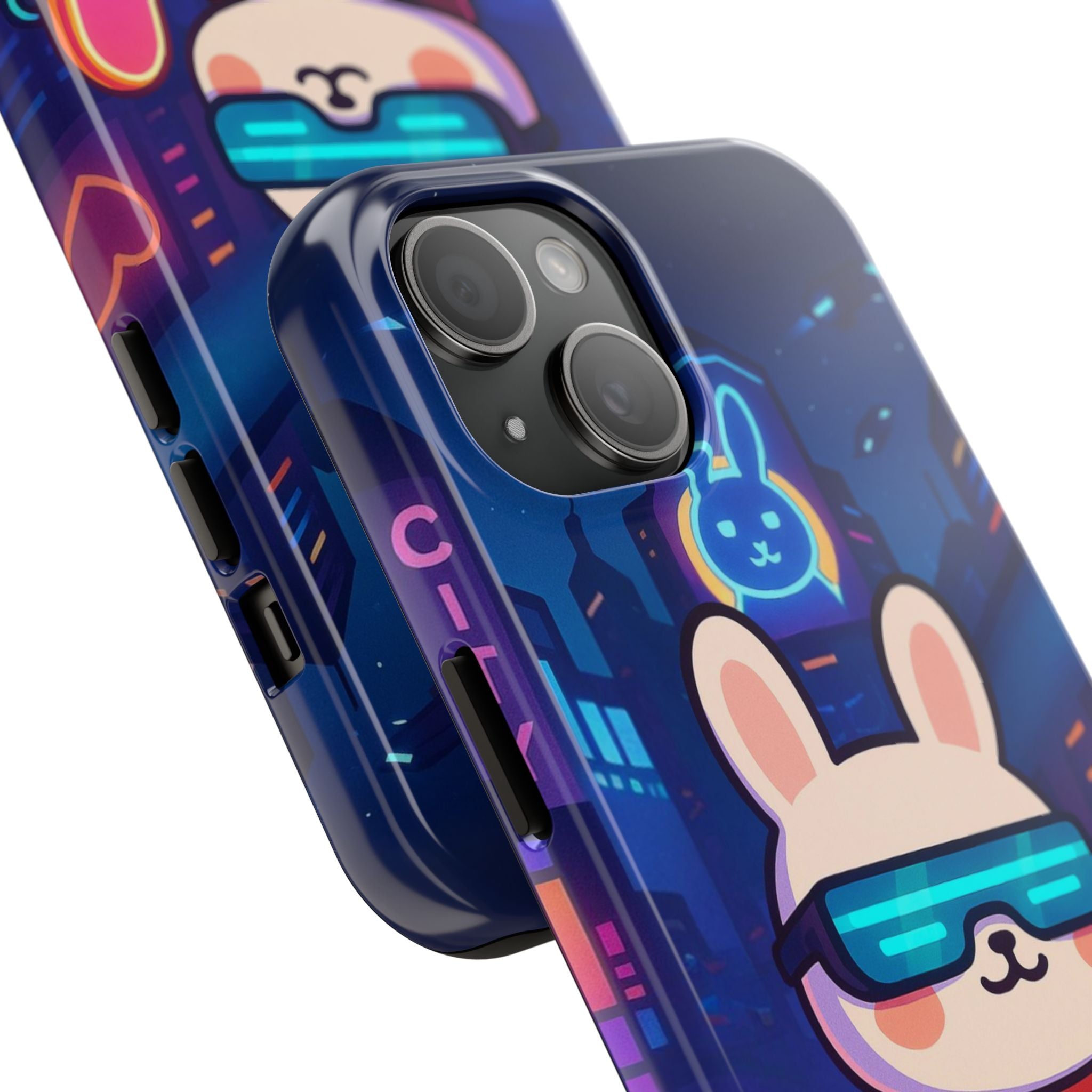 Capymo Family Cute Cartoon Bunny Tough Phone Case –Cyberpunk Bunny "Toto" Phone Case