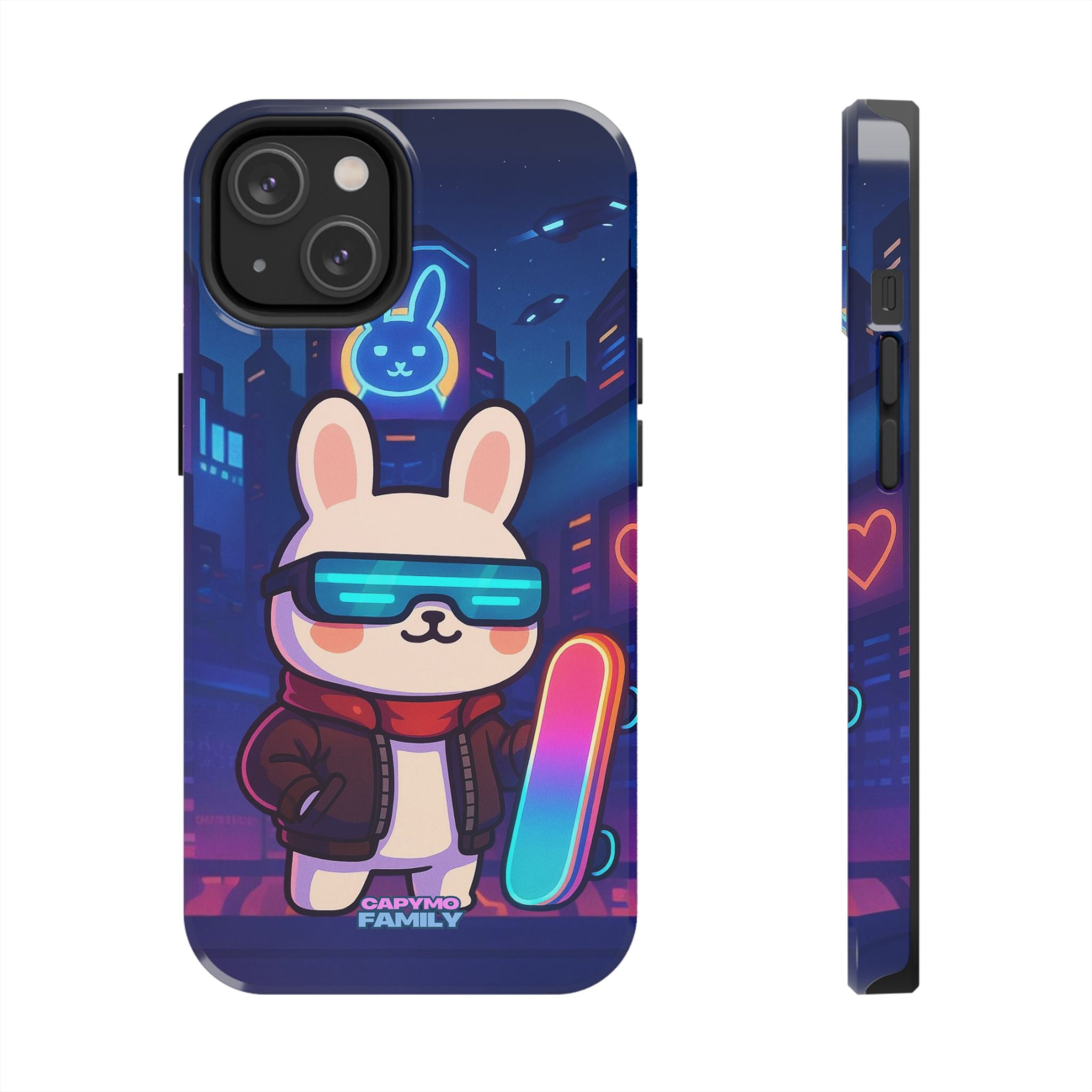 Capymo Family Cute Cartoon Bunny Tough Phone Case –Cyberpunk Bunny "Toto" Phone Case
