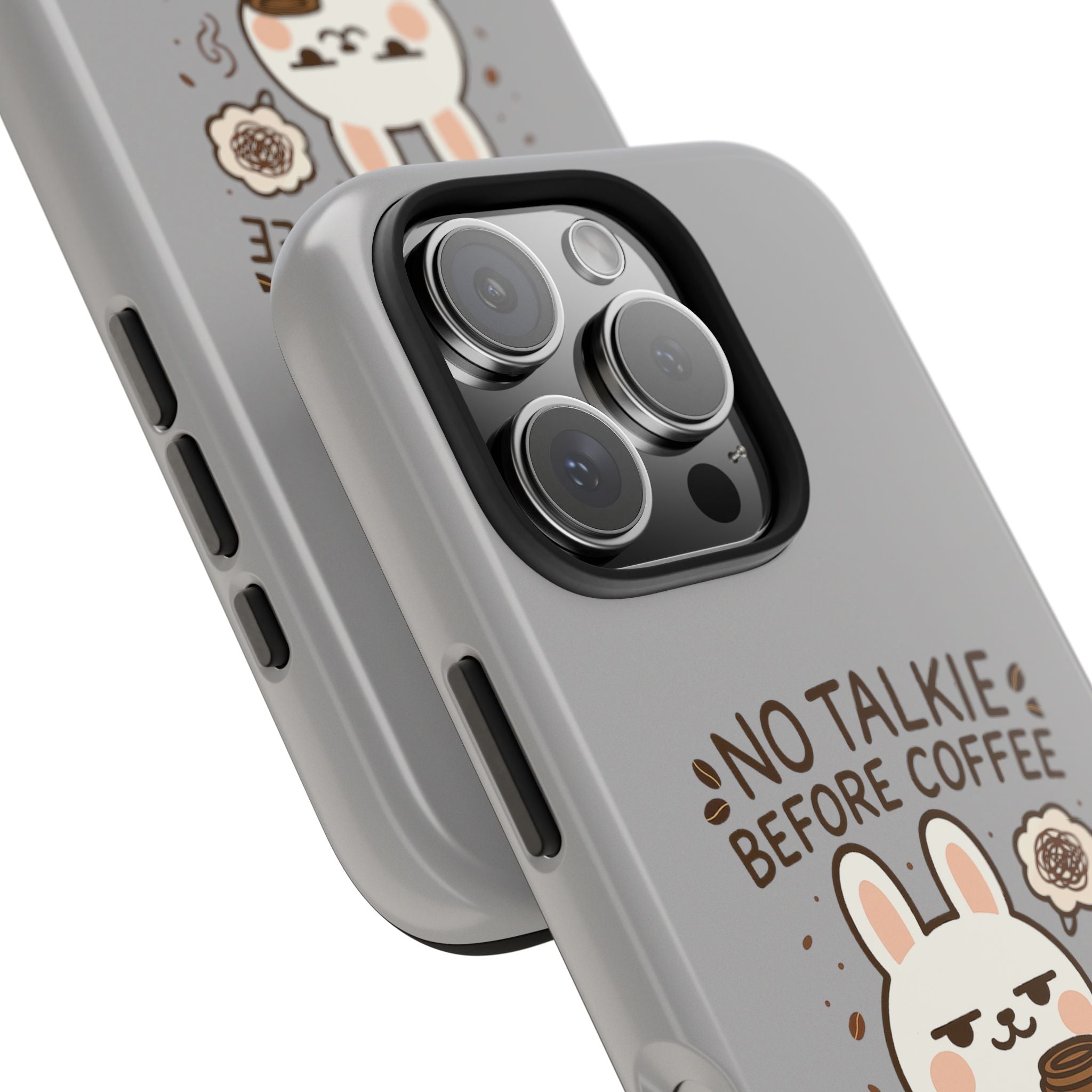 Capymo Family “No Talkie Before Coffee” Phone Case – Grumpy Bunny Morning Mood