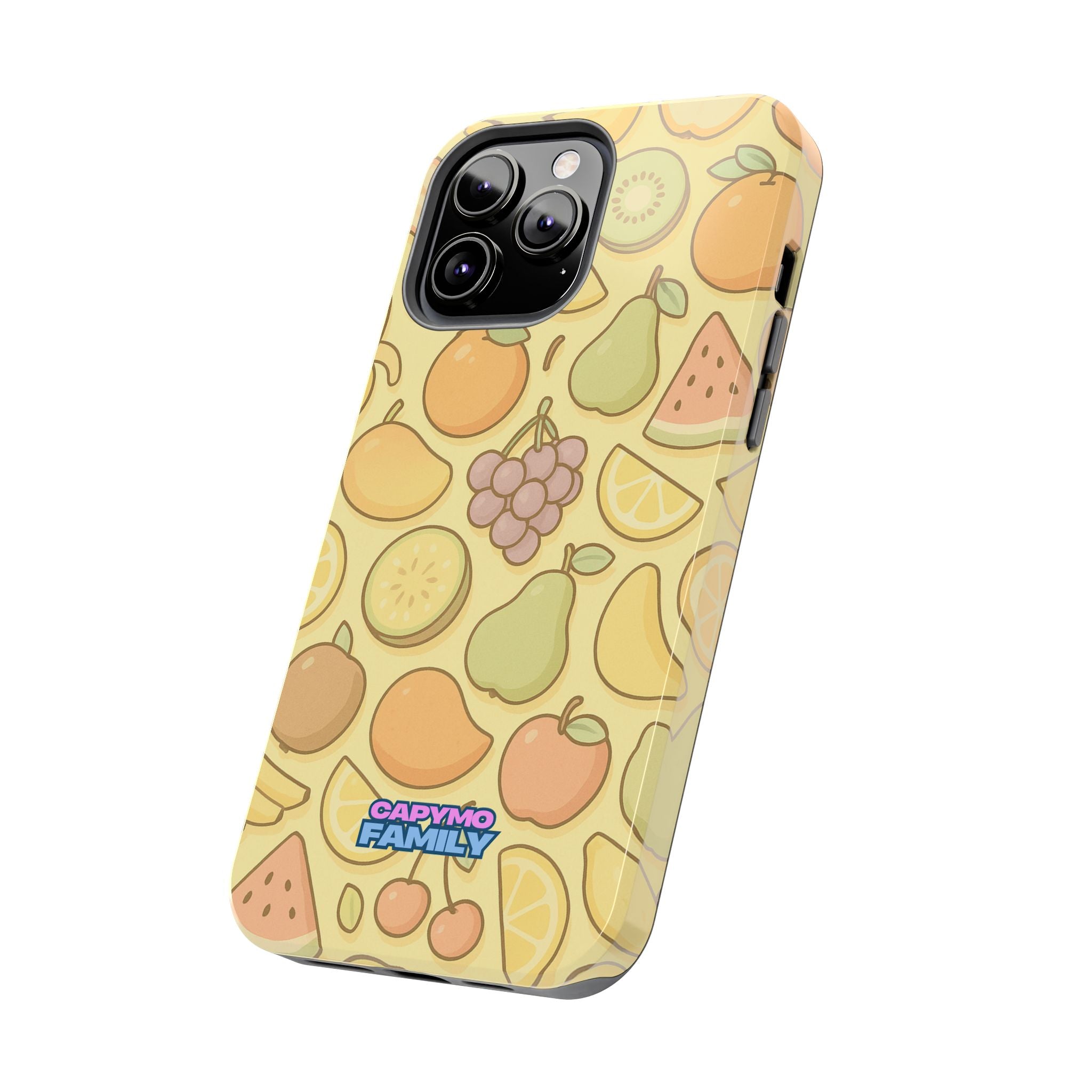 Capymo Family Kawaii Fruit Phone Case – Cute Aesthetic iPhone Cover with Citrus & Summer Vibes