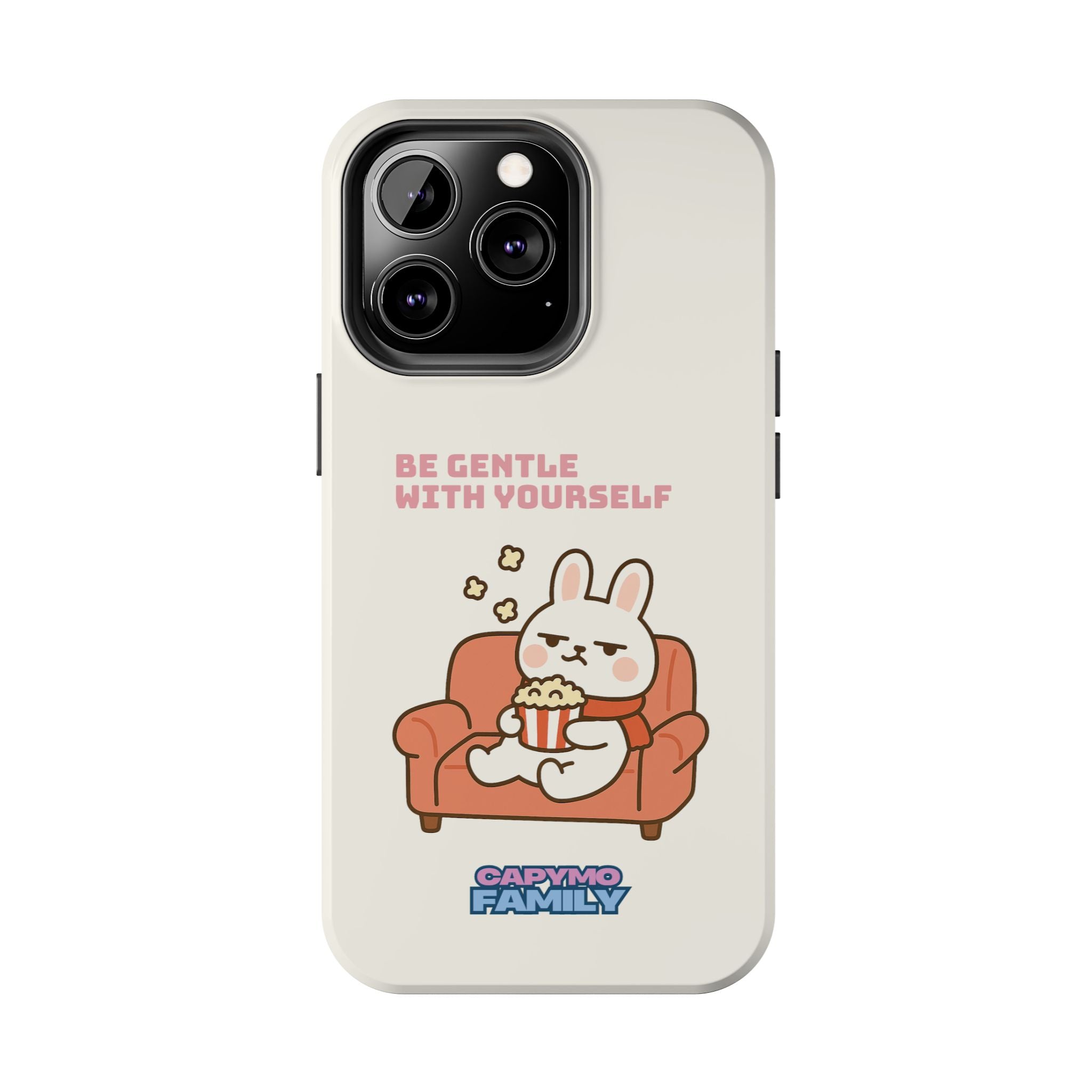 Capymo Family “Be Gentle With Yourself” Phone Case – Cozy Bunny Self-Care Quote Cover