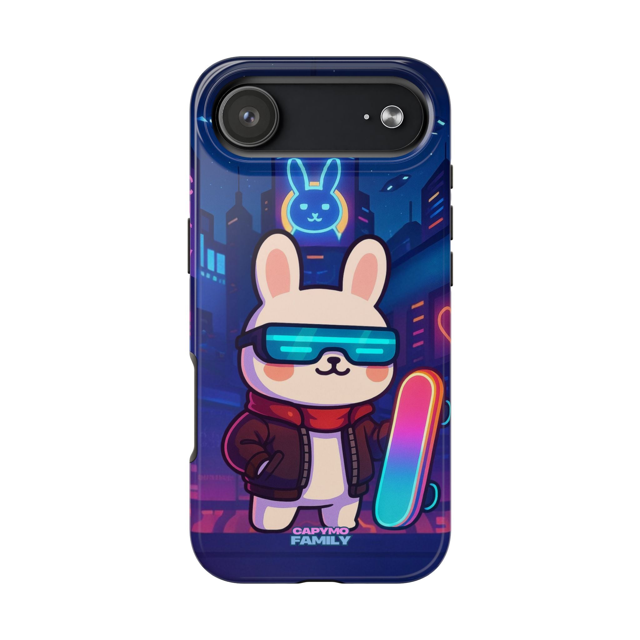 Capymo Family Cute Cartoon Bunny Tough Phone Case –Cyberpunk Bunny "Toto" Phone Case