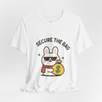 Capymo Family Kawaii Bunny Soft Cotton T-Shirt – "Secure the Bag" "Toto" The Bunny Cute Tee (Unisex)