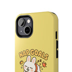 Capymo Family “Nap Goals” Phone Case – Cute Bunny Toto Sleeping on Alarm Clock Cover