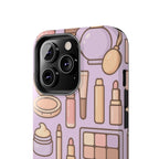Capymo Family Kawaii Makeup Phone Case – Cute Girly iPhone Cover with Cosmetic Beauty Pattern