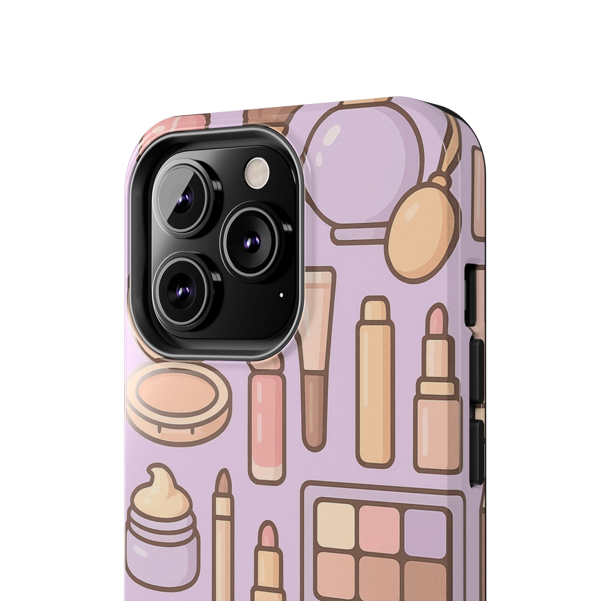 Capymo Family Kawaii Makeup Phone Case – Cute Girly iPhone Cover with Cosmetic Beauty Pattern