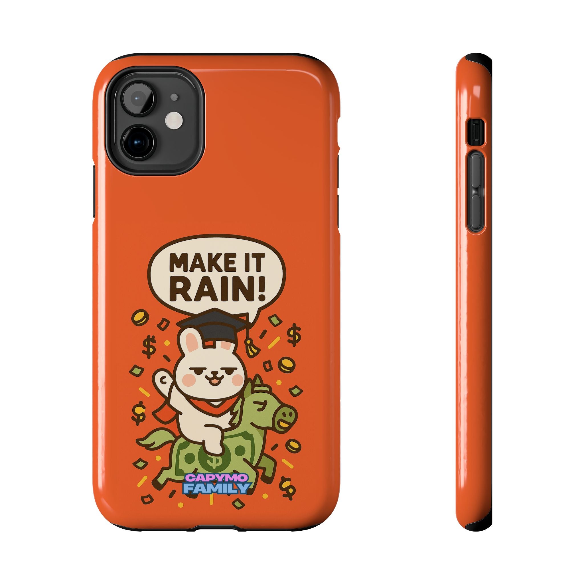 Capymo Family Playful Cute Cartoon Bunny Tough Phone Case –"Make It Rain" Bunny "Toto" Phone Case
