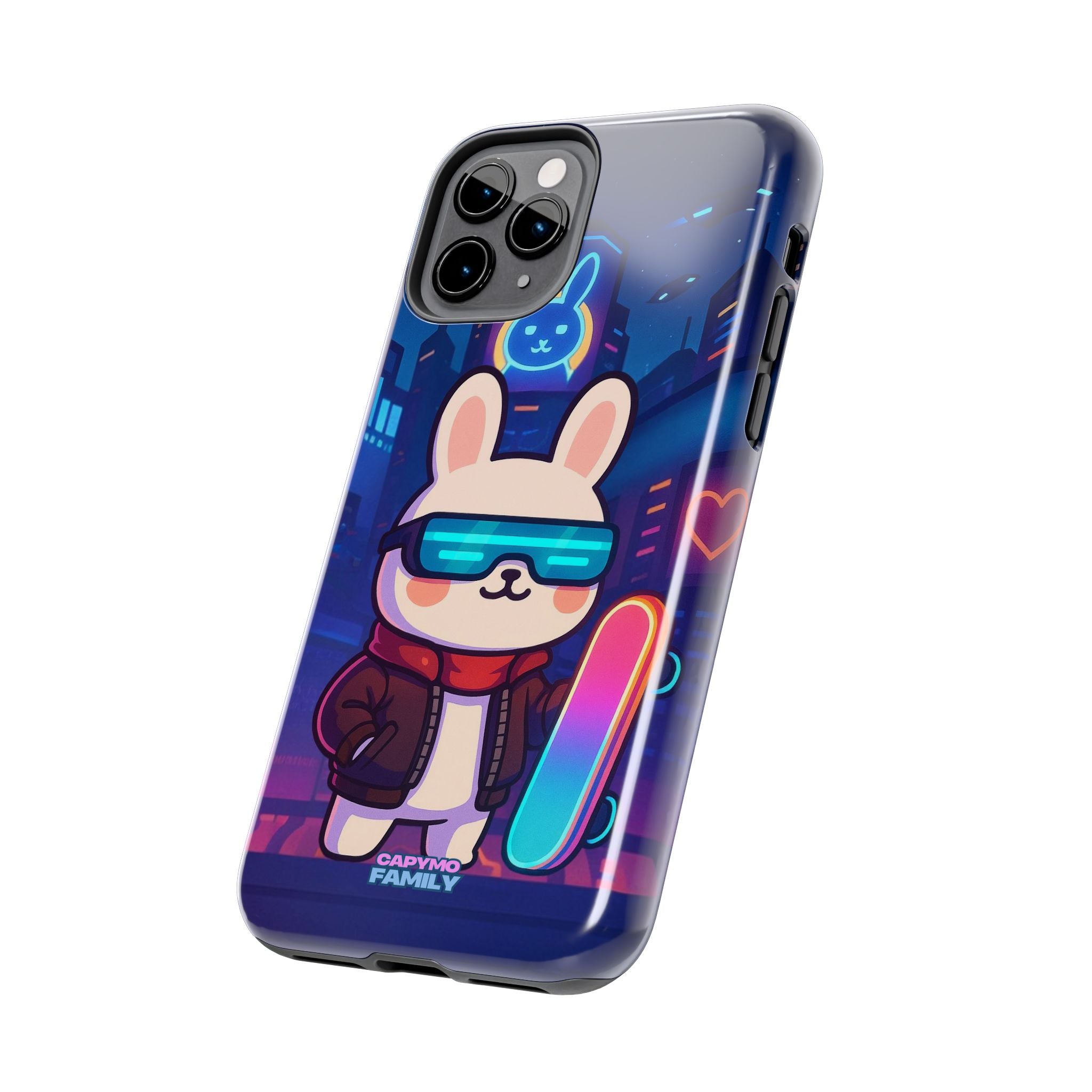 Capymo Family Cute Cartoon Bunny Tough Phone Case –Cyberpunk Bunny "Toto" Phone Case