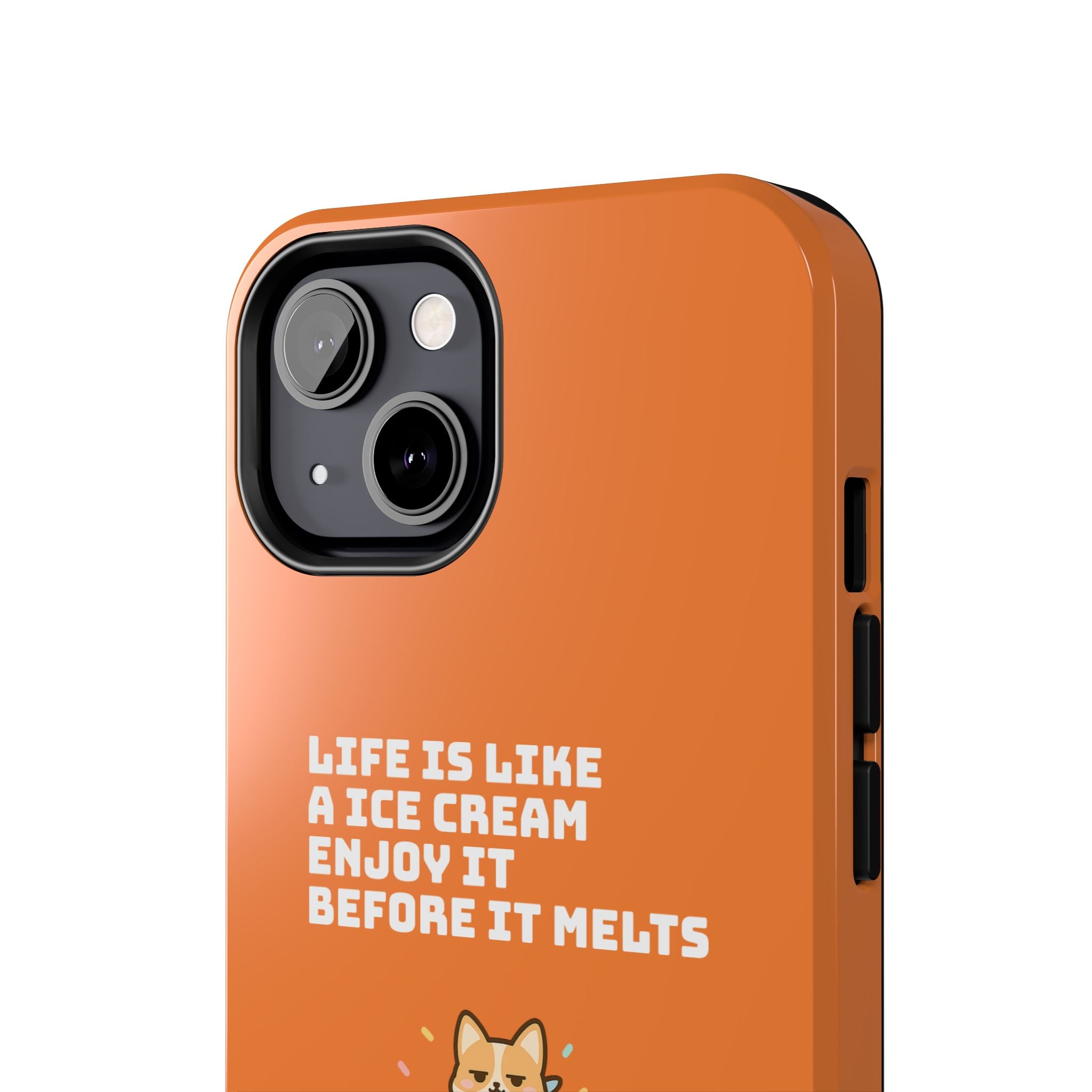 Capymo Family Ice Cream Cat Quote Phone Case – Cute Orange iPhone Cover with Motivational Saying