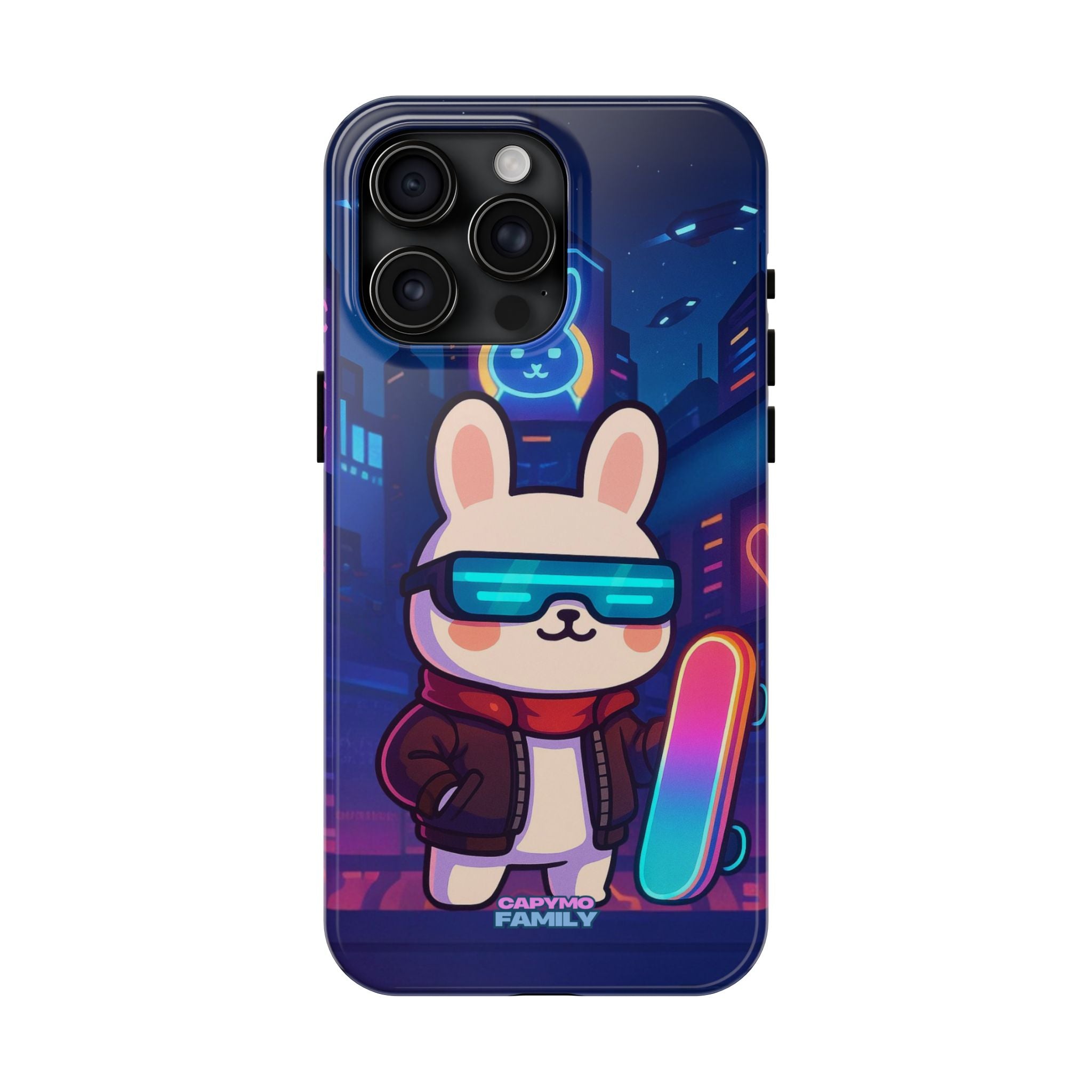 Capymo Family Cute Cartoon Bunny Tough Phone Case –Cyberpunk Bunny "Toto" Phone Case