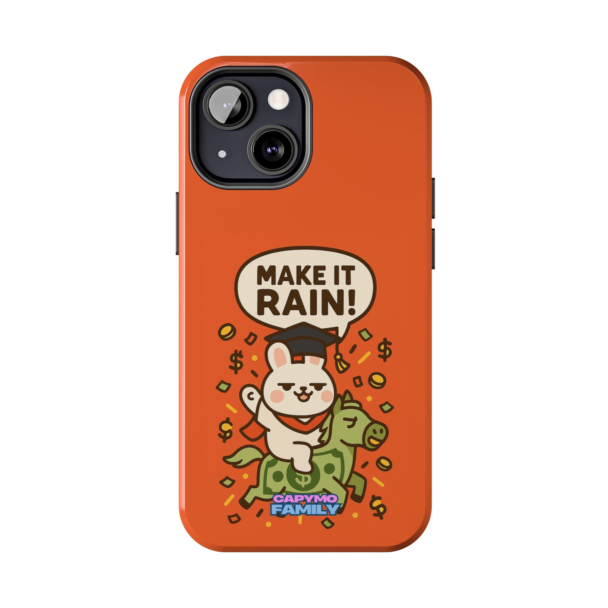Capymo Family Playful Cute Cartoon Bunny Tough Phone Case –"Make It Rain" Bunny "Toto" Phone Case