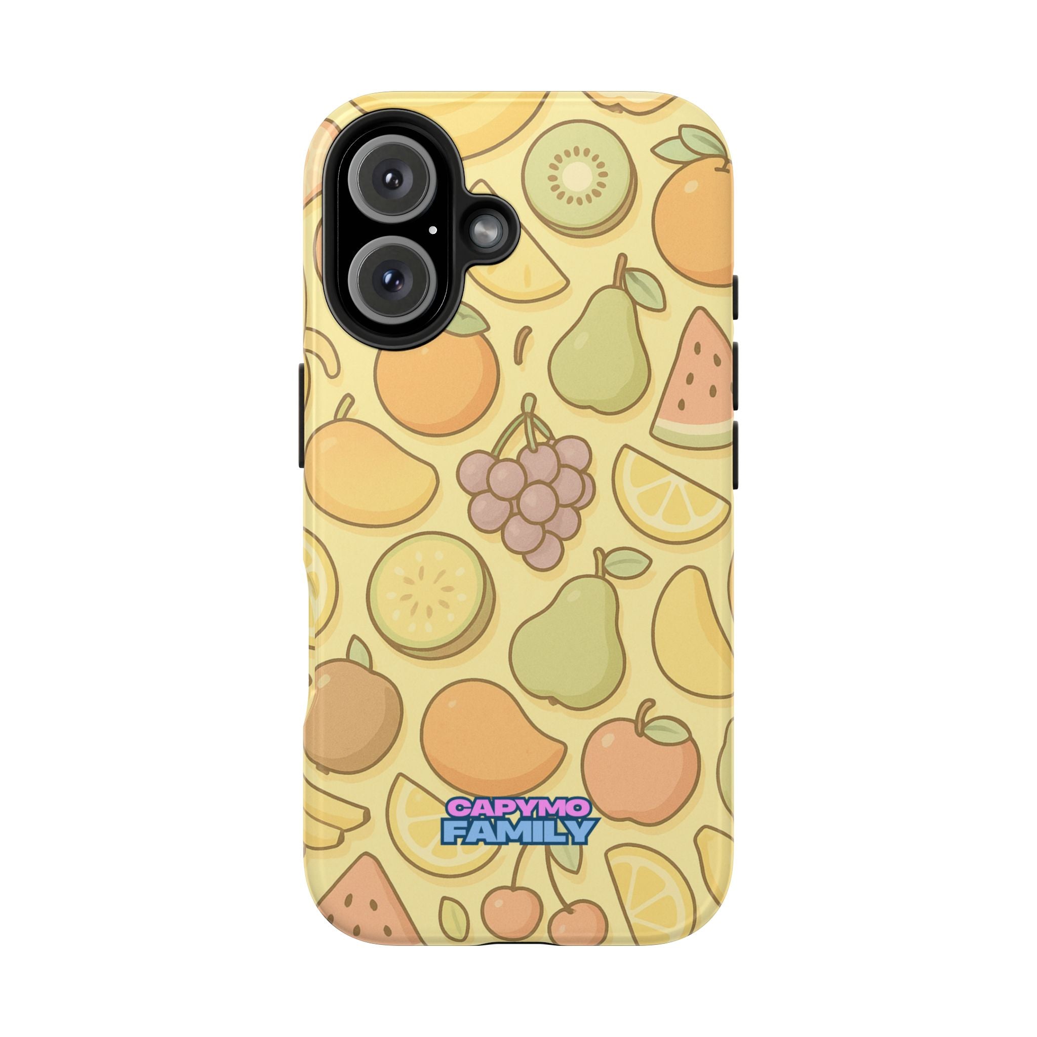 Capymo Family Kawaii Fruit Phone Case – Cute Aesthetic iPhone Cover with Citrus & Summer Vibes