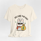Capymo Family Kawaii Bunny Soft Cotton T-Shirt – "Secure the Bag" "Toto" The Bunny Cute Tee (Unisex)