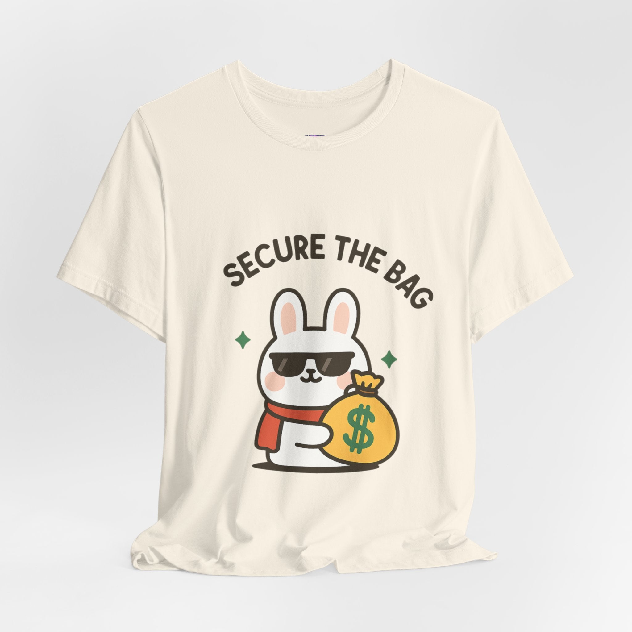 Capymo Family Kawaii Bunny Soft Cotton T-Shirt – "Secure the Bag" "Toto" The Bunny Cute Tee (Unisex)