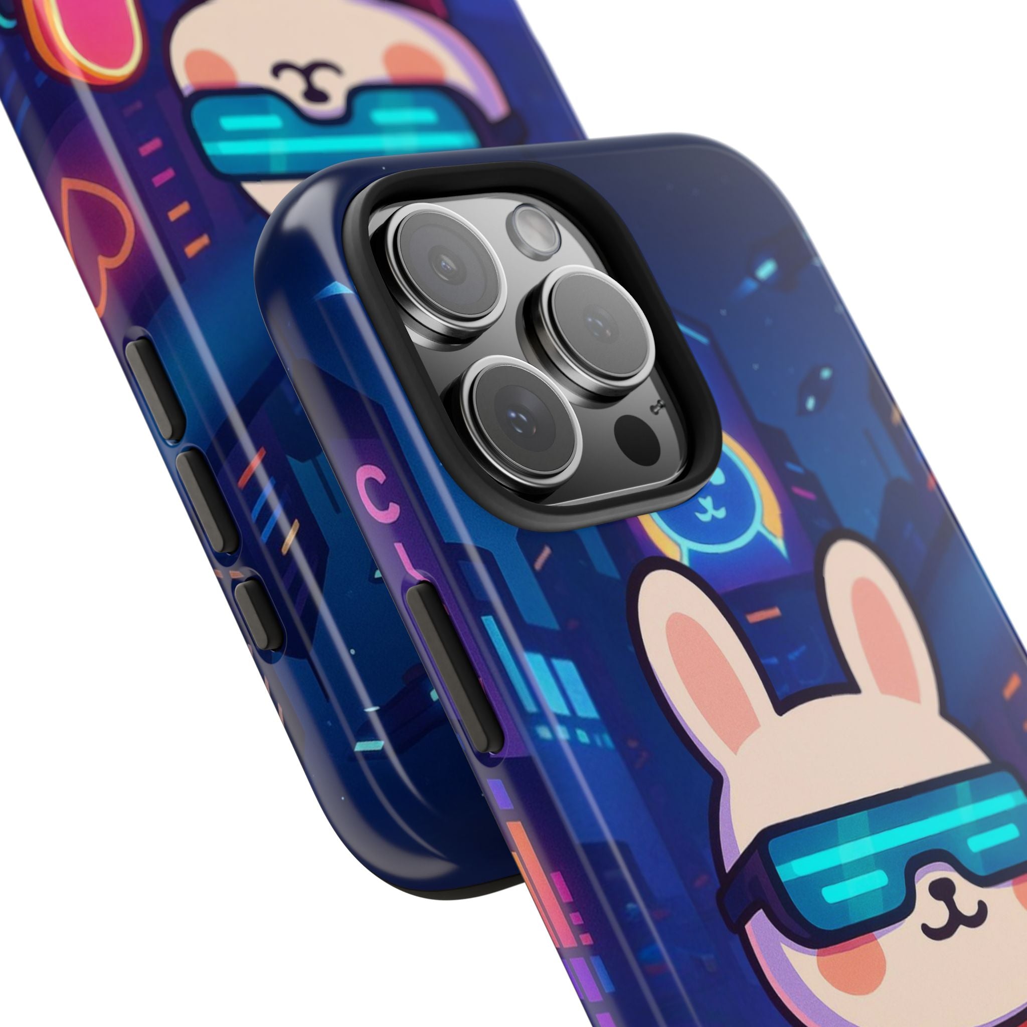 Capymo Family Cute Cartoon Bunny Tough Phone Case –Cyberpunk Bunny "Toto" Phone Case