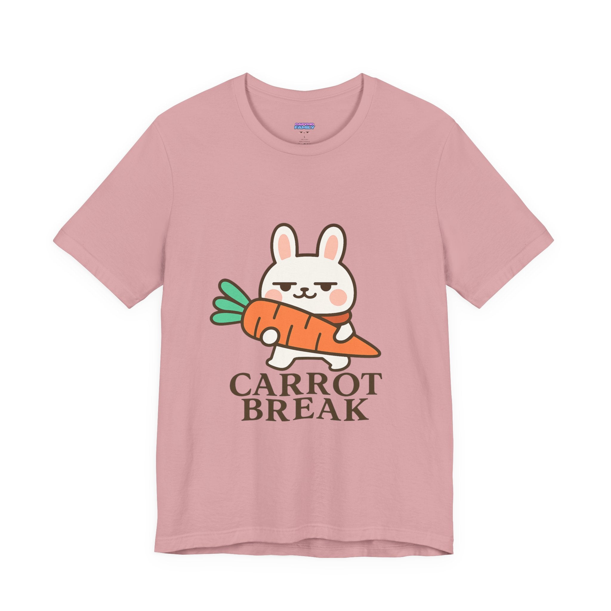 capymo Family Cute Carrot Break Bunny Tee - Unisex Jersey Short Sleeve Tee, Funny Animal Shirt, Spring Gift, Cute Graphic Tee, Gift for Bunny Lovers