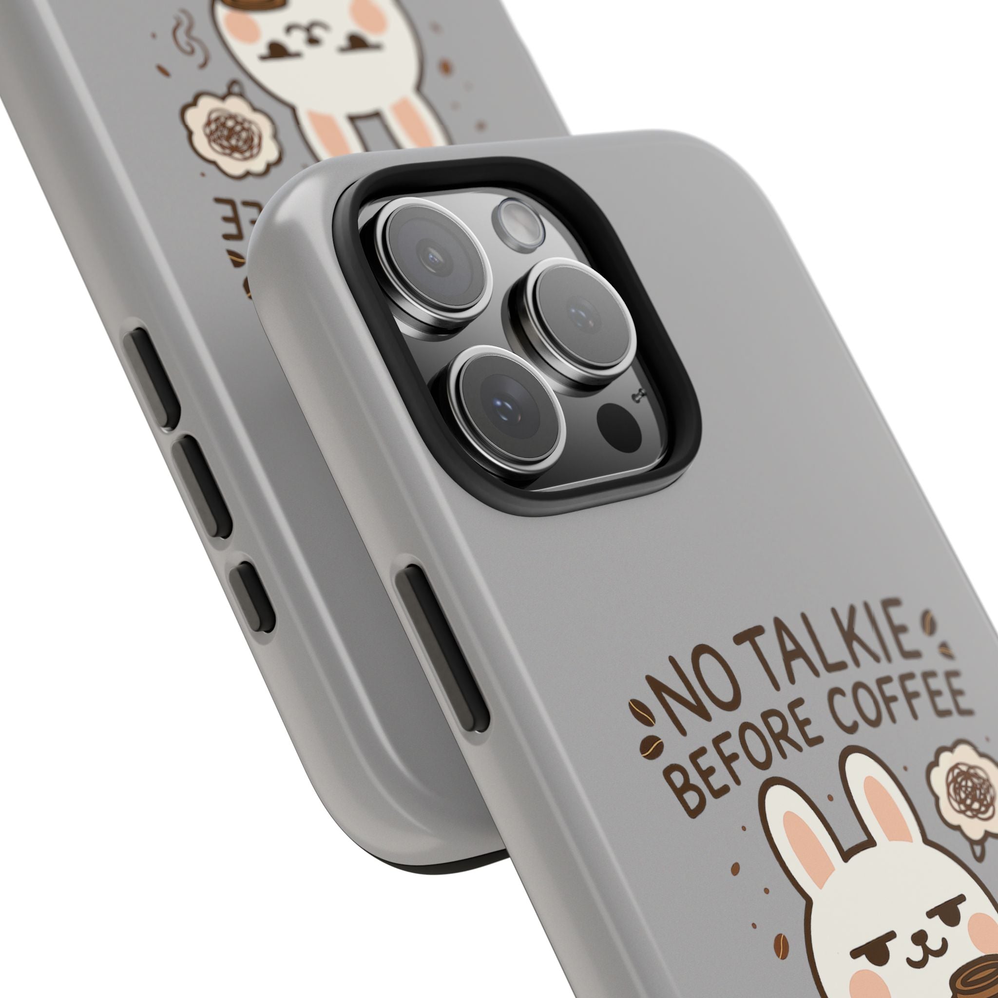 Capymo Family “No Talkie Before Coffee” Phone Case – Grumpy Bunny Morning Mood