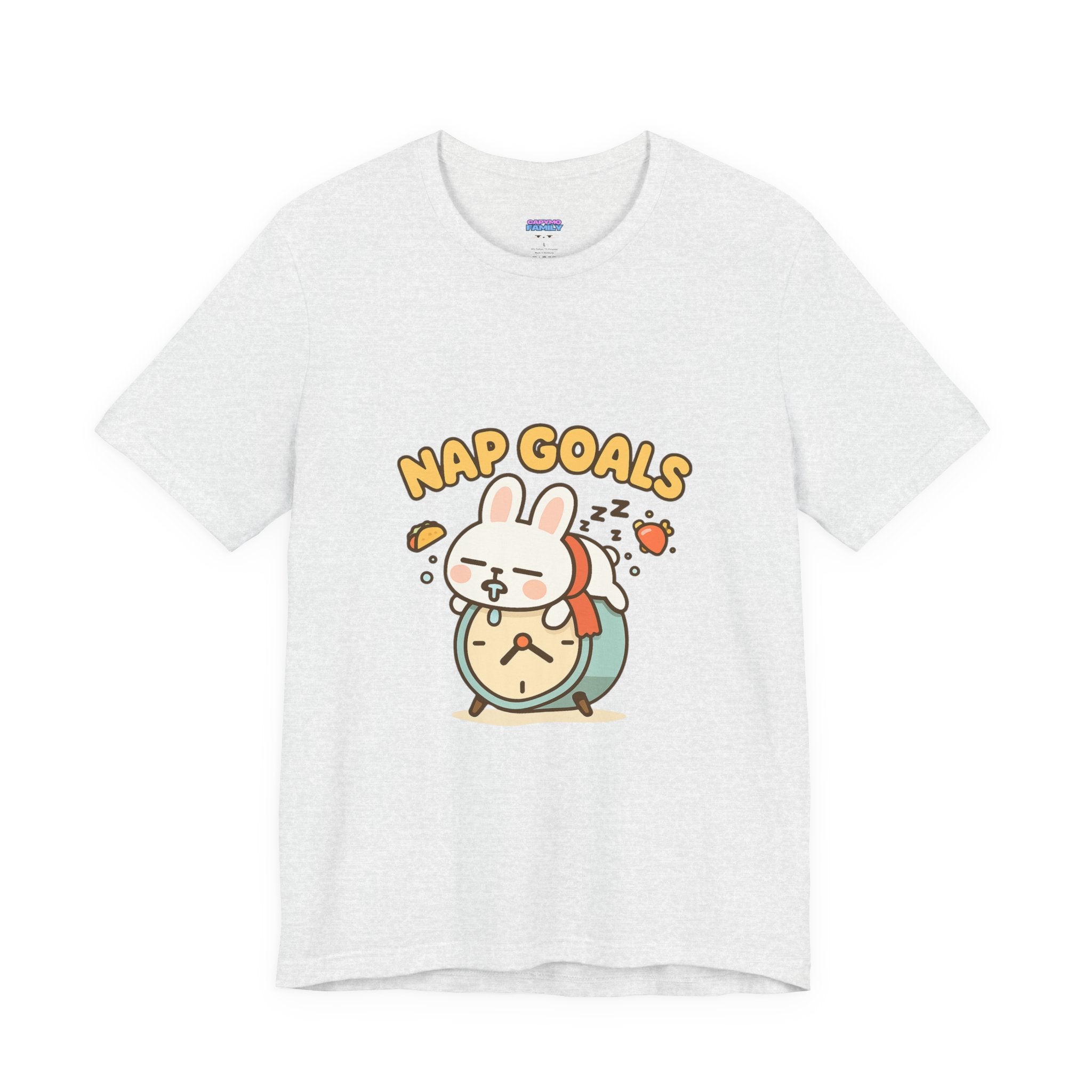 Capymo Family Kawaii Bunny Soft Cotton T-Shirt – "Nap Goals" "Toto" The Bunny Cute Tee (Unisex)