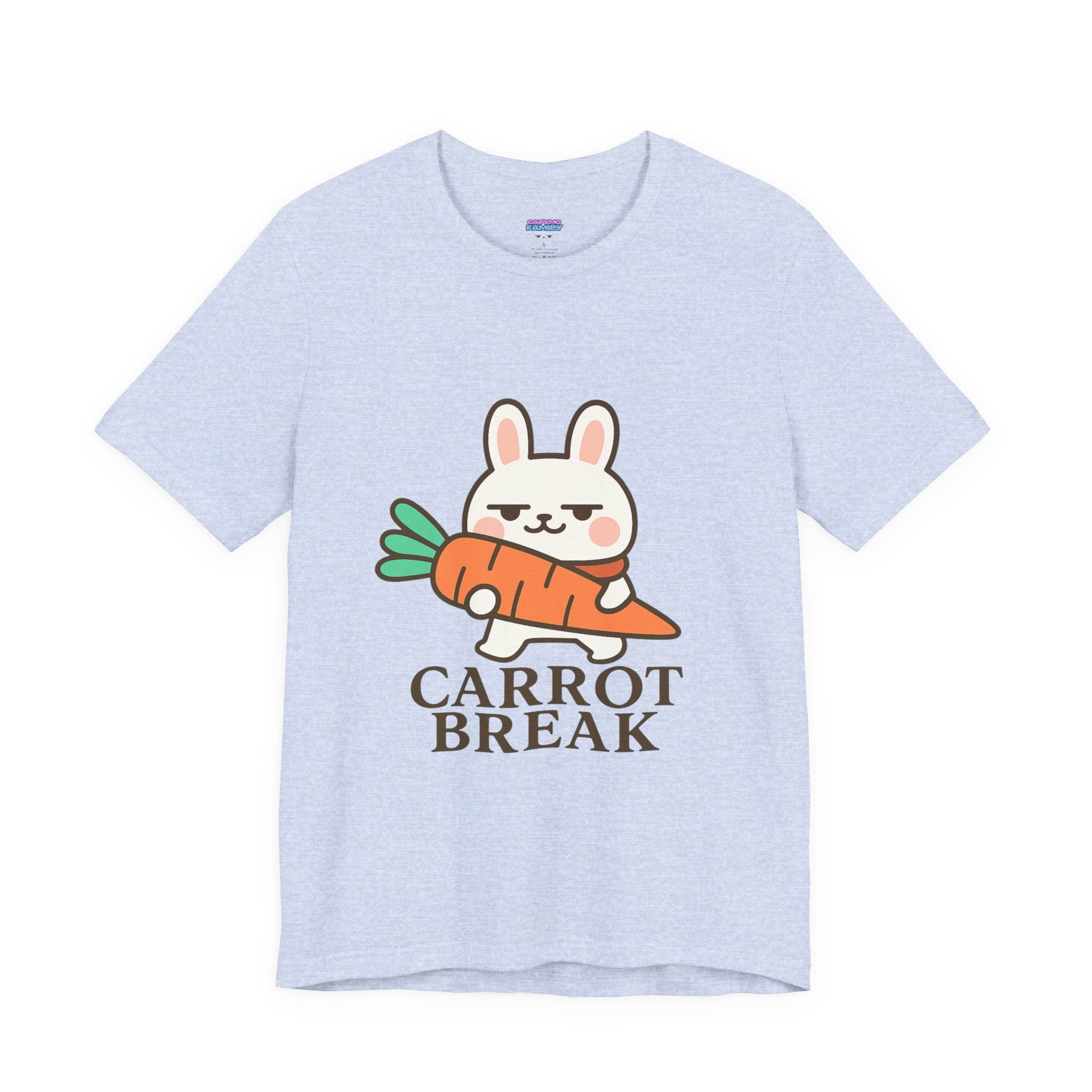 capymo Family Cute Carrot Break Bunny Tee - Unisex Jersey Short Sleeve Tee, Funny Animal Shirt, Spring Gift, Cute Graphic Tee, Gift for Bunny Lovers