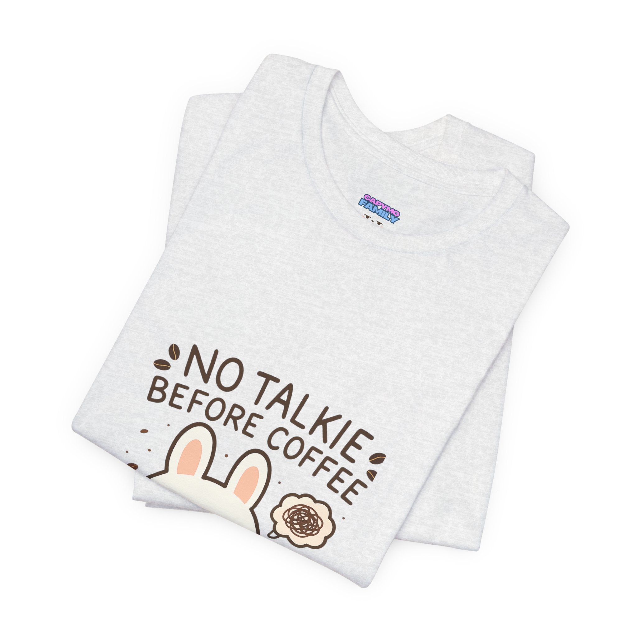 Capymo Family Kawaii Bunny Soft Cotton T-Shirt – "No Talkie Before Coffee" "Toto" The Bunny Cute Tee (Unisex)