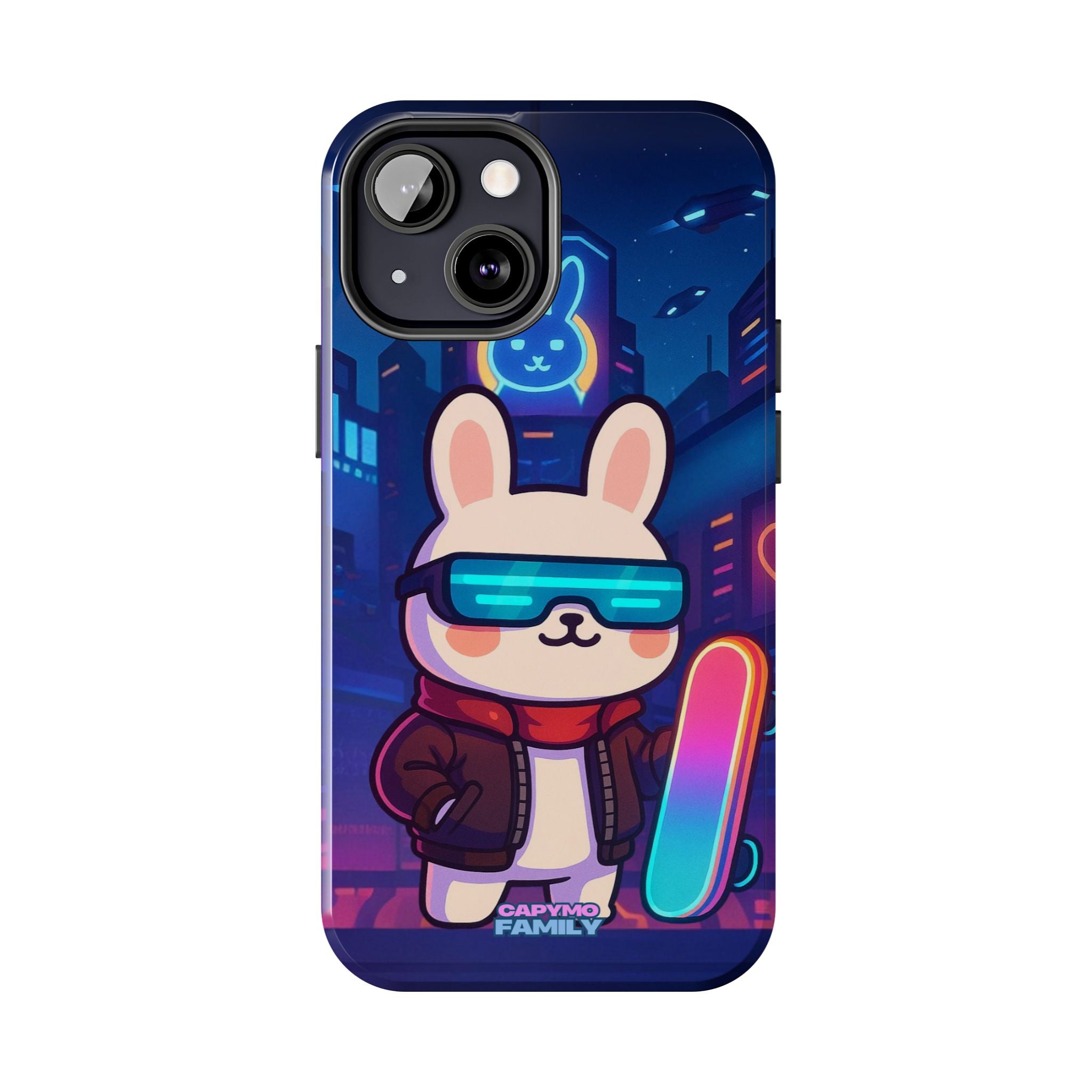 Capymo Family Cute Cartoon Bunny Tough Phone Case –Cyberpunk Bunny "Toto" Phone Case