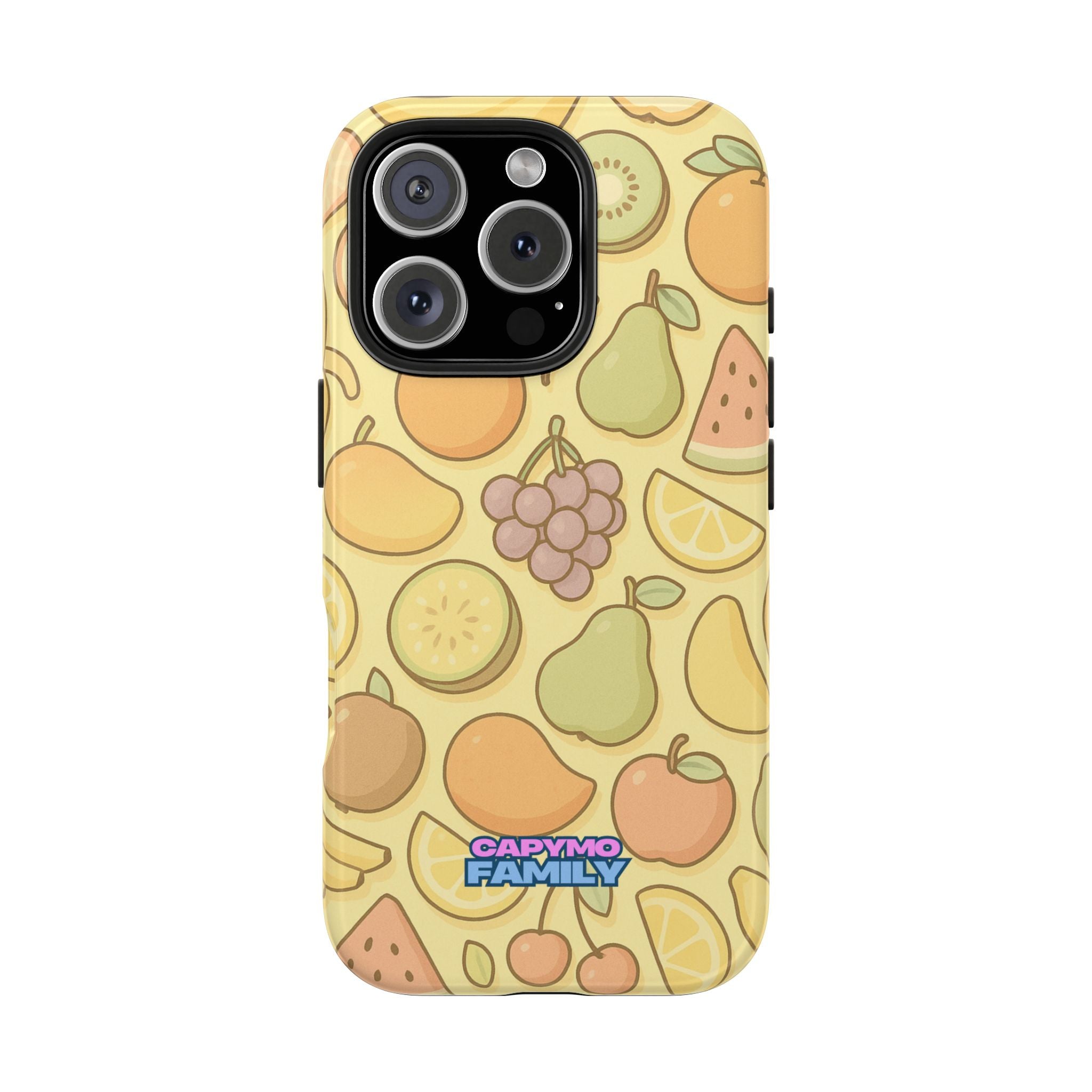 Capymo Family Kawaii Fruit Phone Case – Cute Aesthetic iPhone Cover with Citrus & Summer Vibes