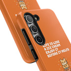 Capymo Family Ice Cream Cat Quote Phone Case – Cute Orange iPhone Cover with Motivational Saying