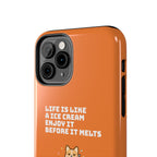 Capymo Family Ice Cream Cat Quote Phone Case – Cute Orange iPhone Cover with Motivational Saying