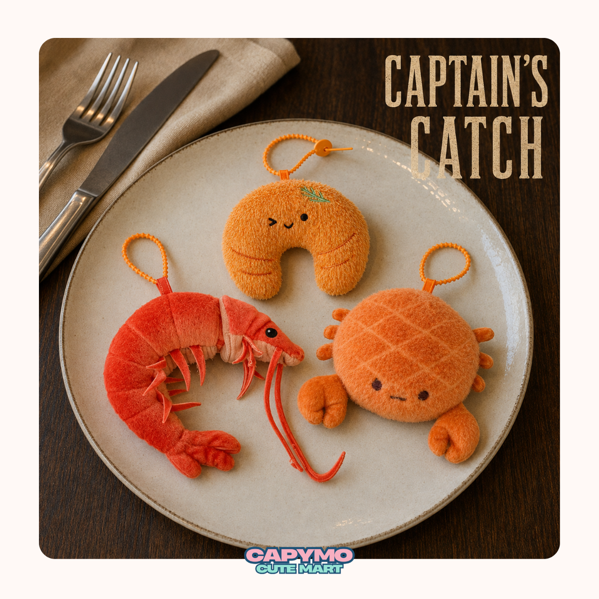 Captain’s Catch Plush Trio – Salmon, Shrimp & Crab Set