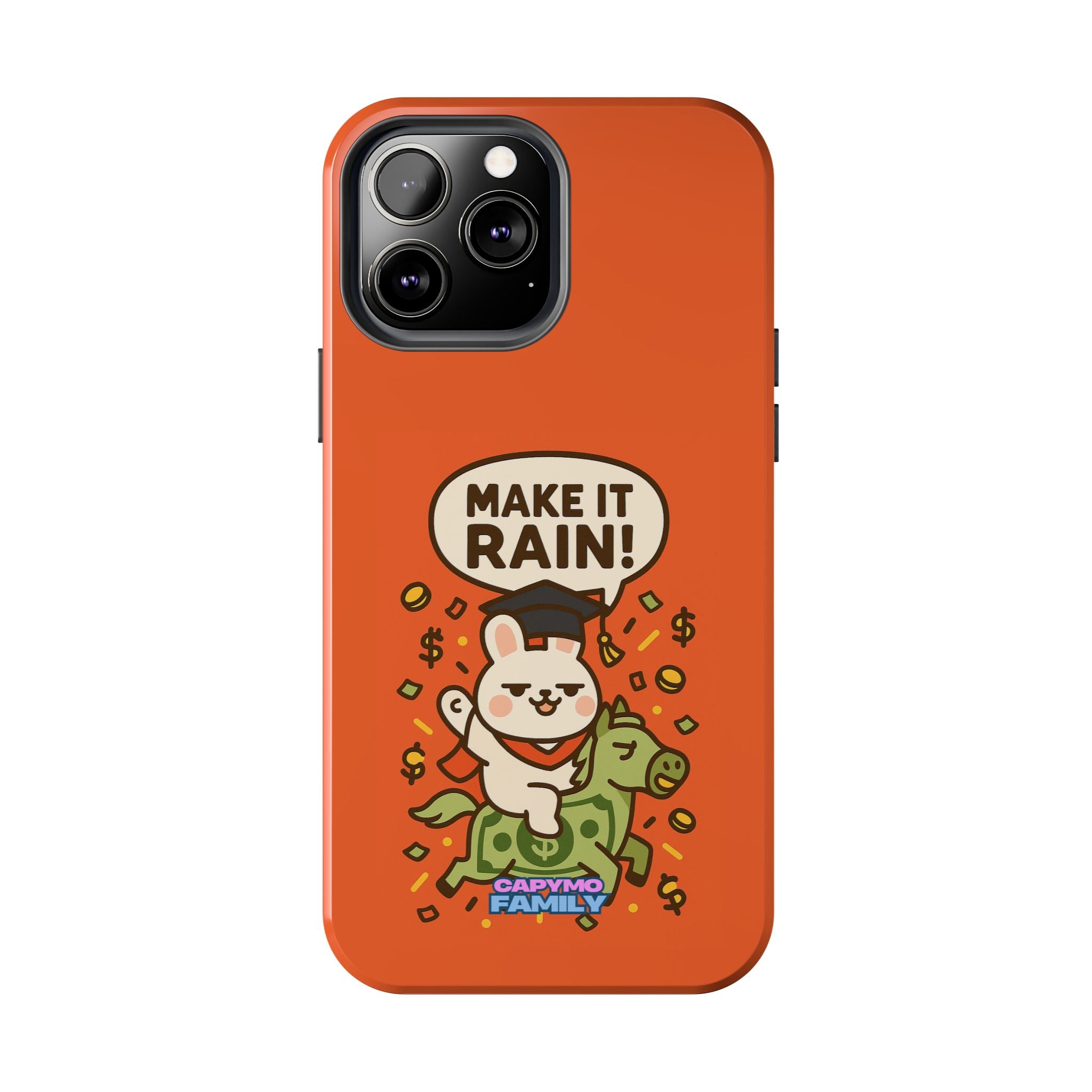 Capymo Family Playful Cute Cartoon Bunny Tough Phone Case –"Make It Rain" Bunny "Toto" Phone Case