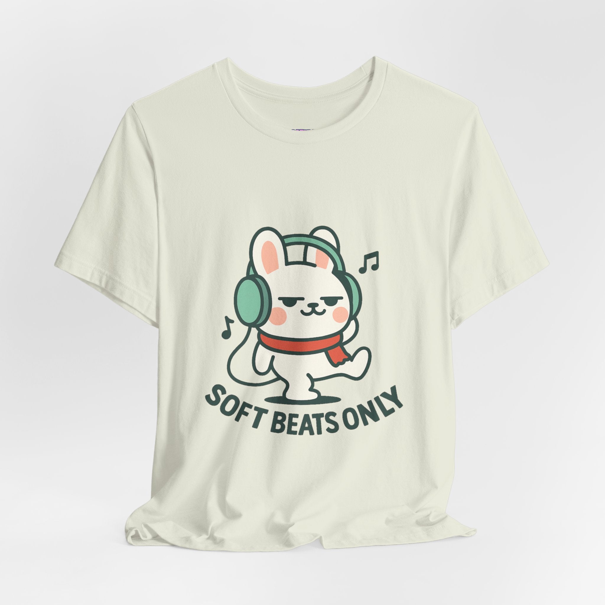 Capymo Family Cute Bunny Music Unisex Tee, Soft Beats Only, Gift for Music Lovers, Relaxed Fit T-Shirt, Animal Lover Apparel, Casual Wear