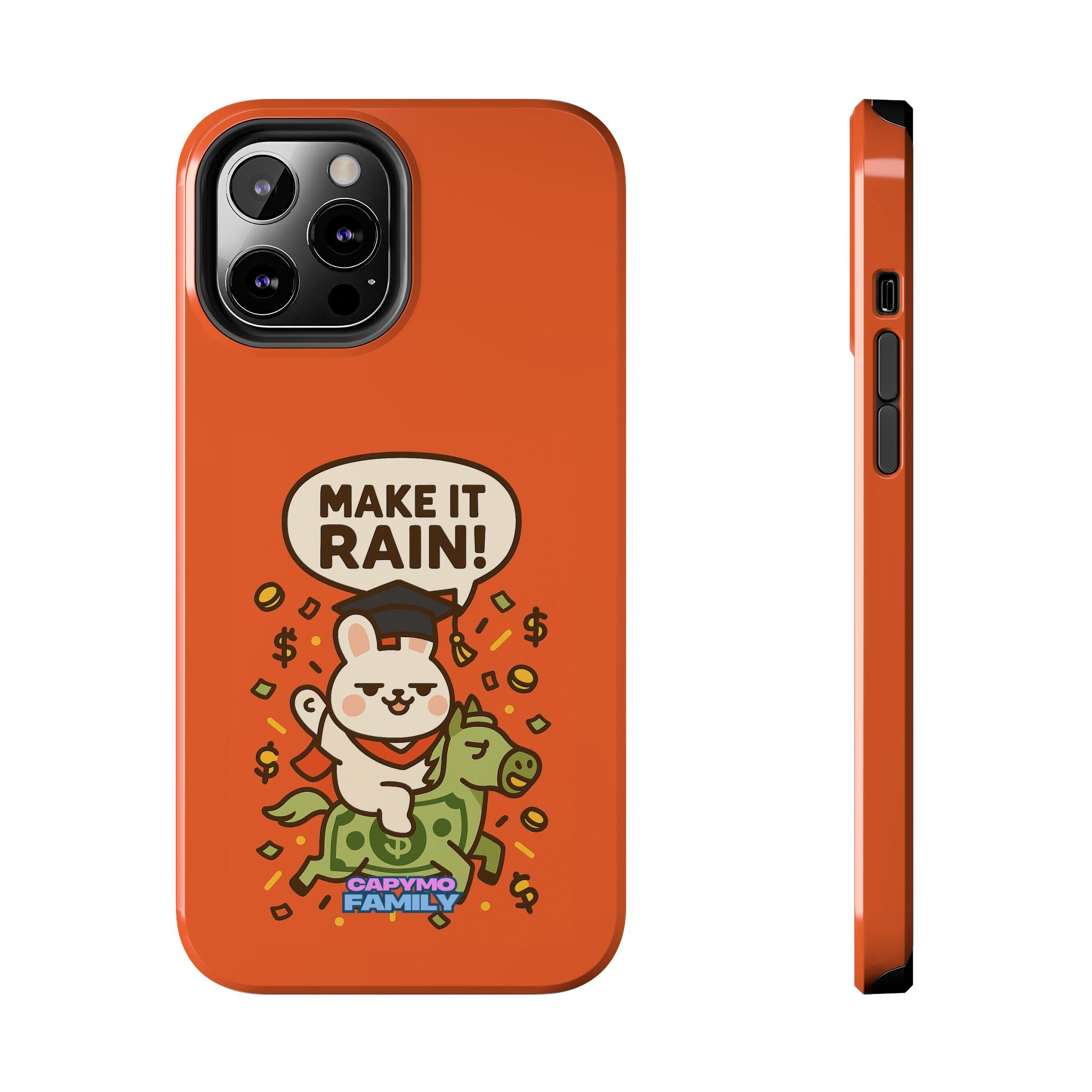 Capymo Family Playful Cute Cartoon Bunny Tough Phone Case –"Make It Rain" Bunny "Toto" Phone Case