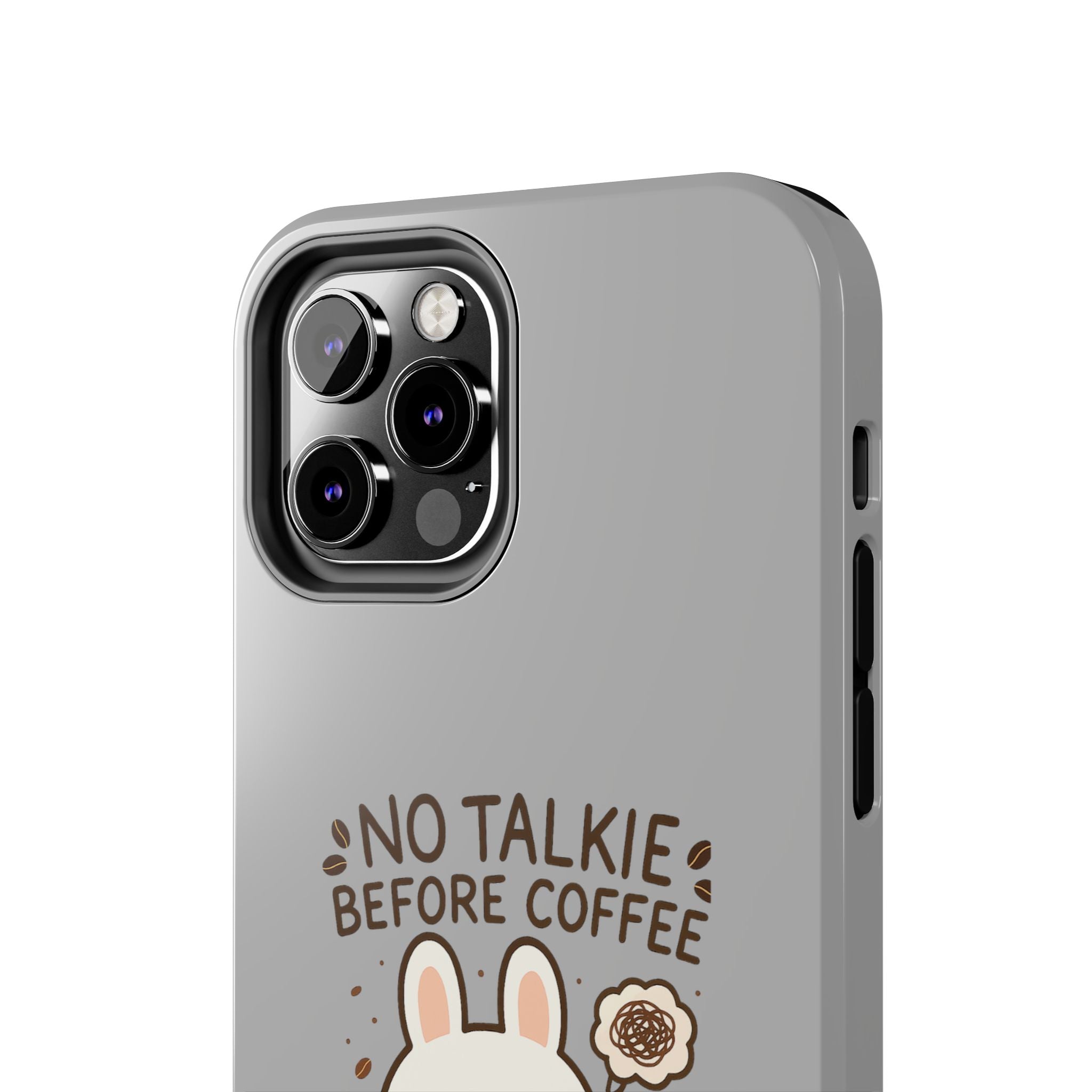 Capymo Family “No Talkie Before Coffee” Phone Case – Grumpy Bunny Morning Mood