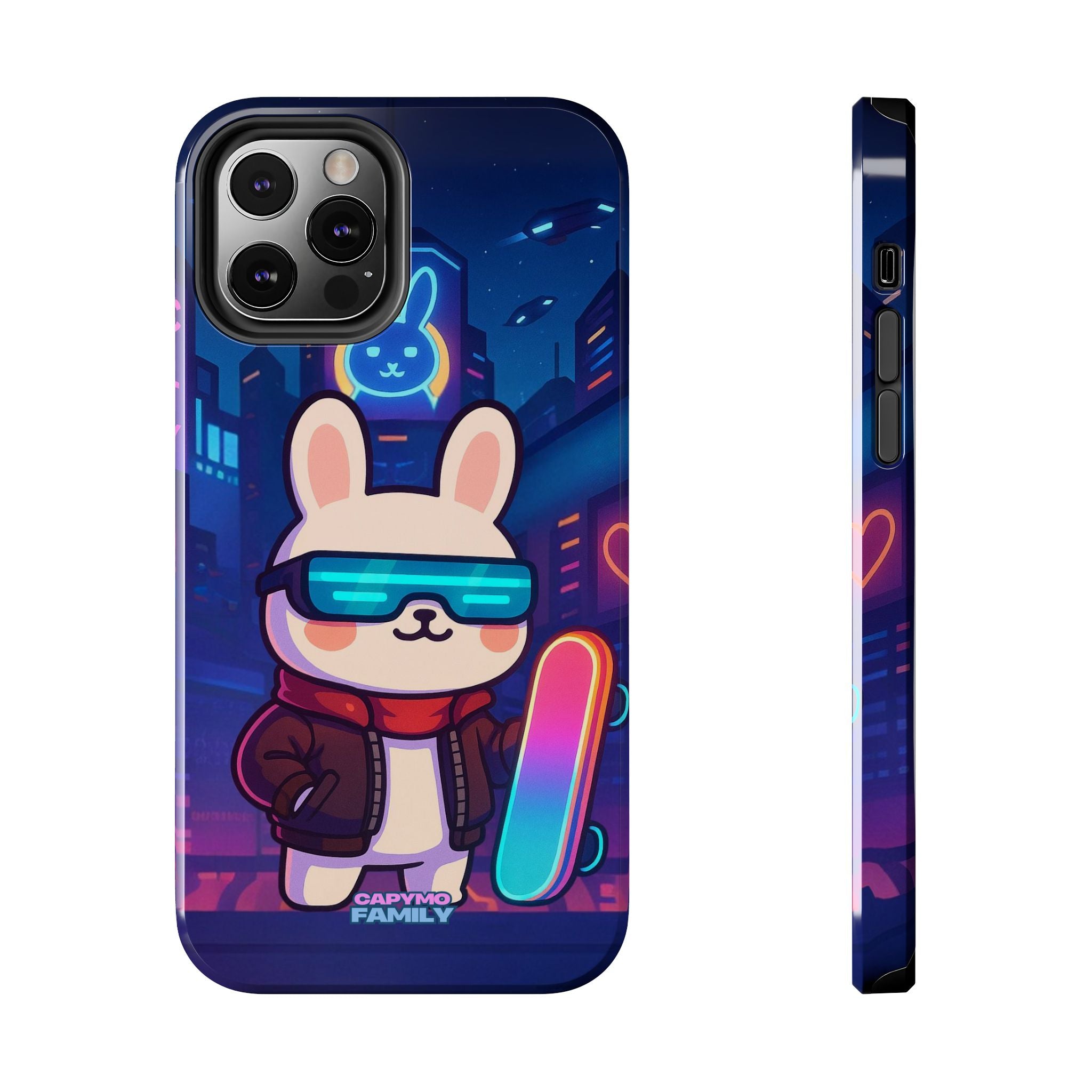 Capymo Family Cute Cartoon Bunny Tough Phone Case –Cyberpunk Bunny "Toto" Phone Case