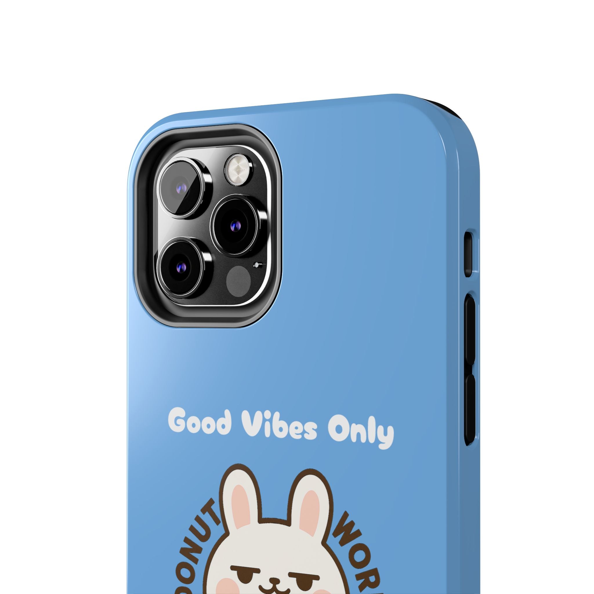 Capymo Family “Donut Worry, Be Soft” Phone Case – Cute Bunny & Donut Positive Vibes Cover