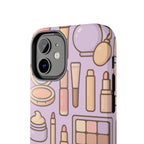 Capymo Family Kawaii Makeup Phone Case – Cute Girly iPhone Cover with Cosmetic Beauty Pattern