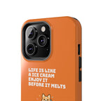 Capymo Family Ice Cream Cat Quote Phone Case – Cute Orange iPhone Cover with Motivational Saying
