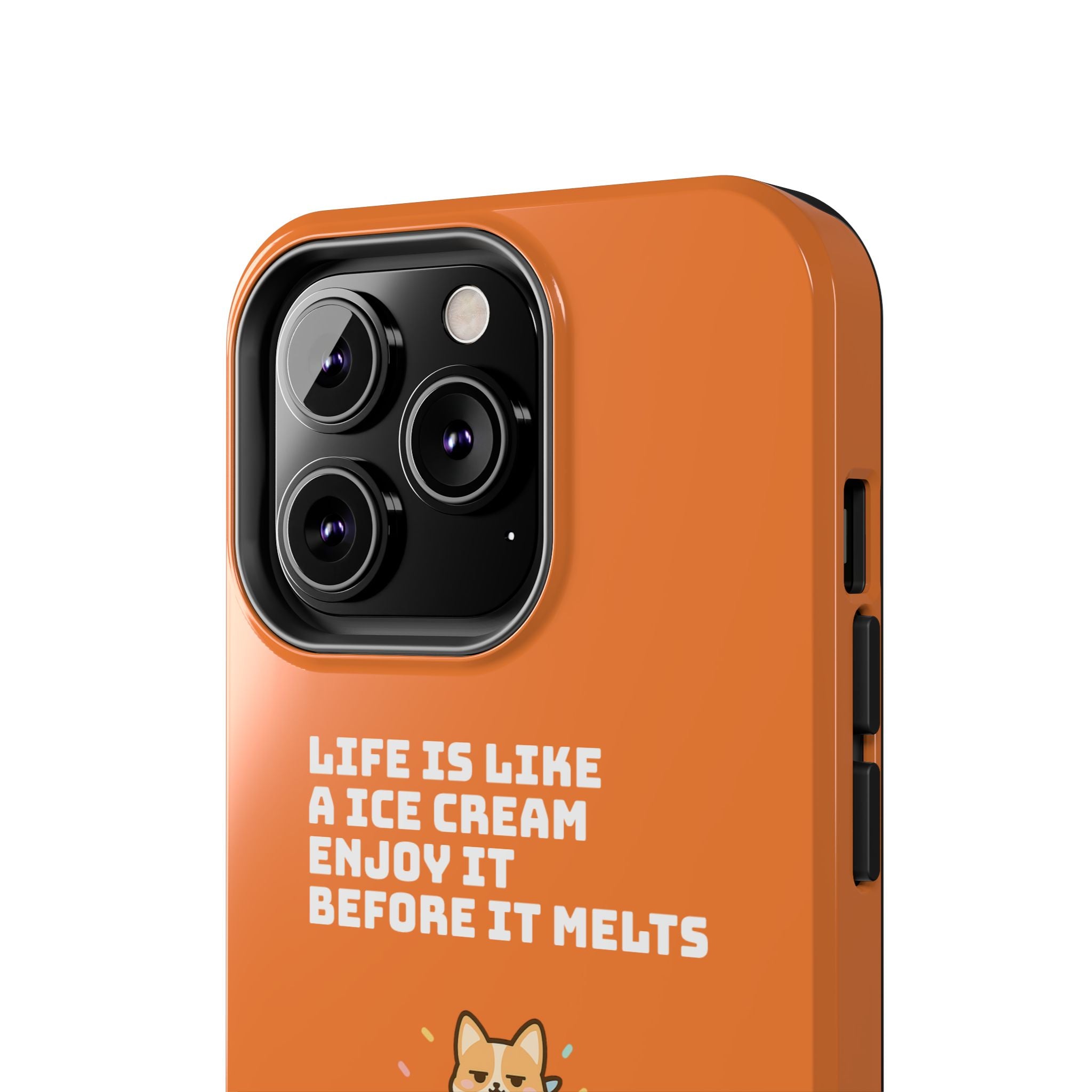 Capymo Family Ice Cream Cat Quote Phone Case – Cute Orange iPhone Cover with Motivational Saying