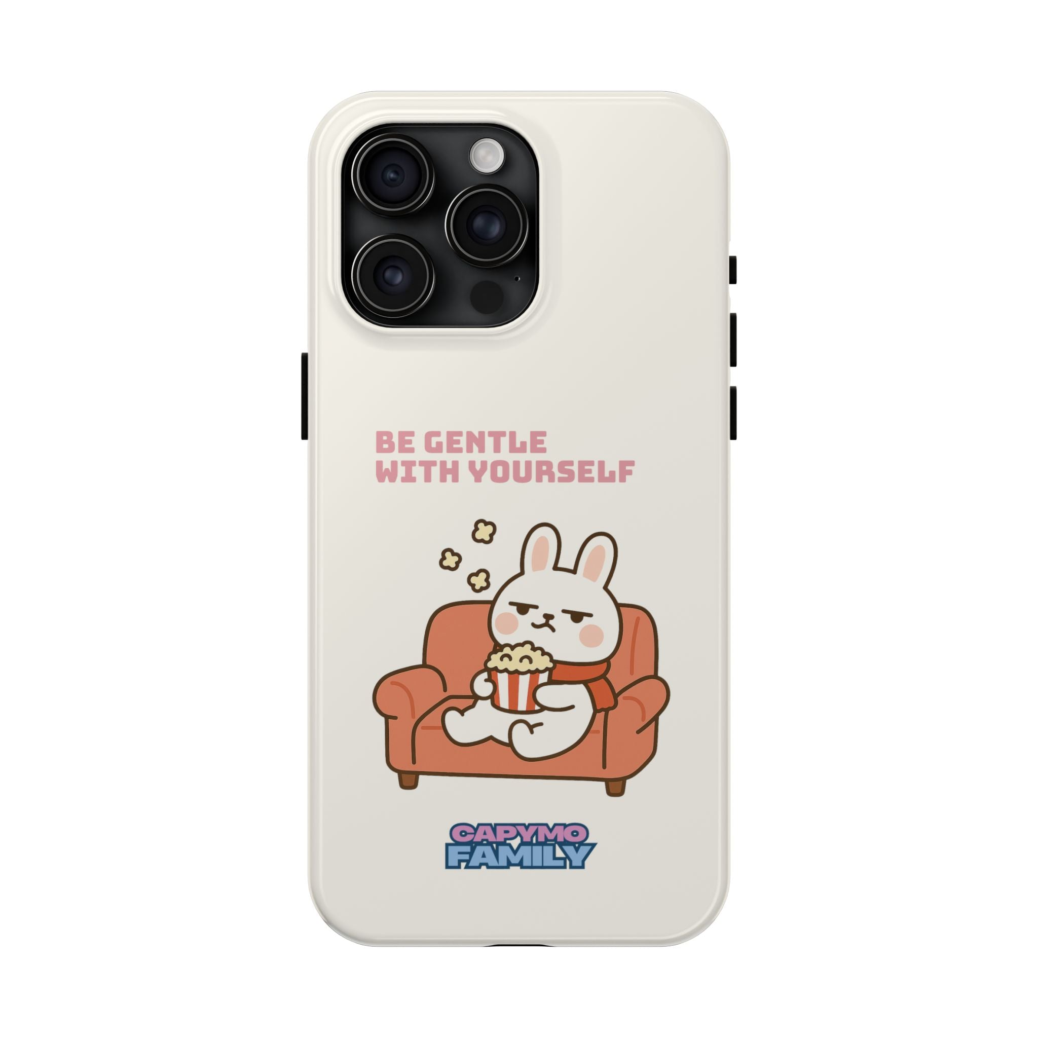 Capymo Family “Be Gentle With Yourself” Phone Case – Cozy Bunny Self-Care Quote Cover