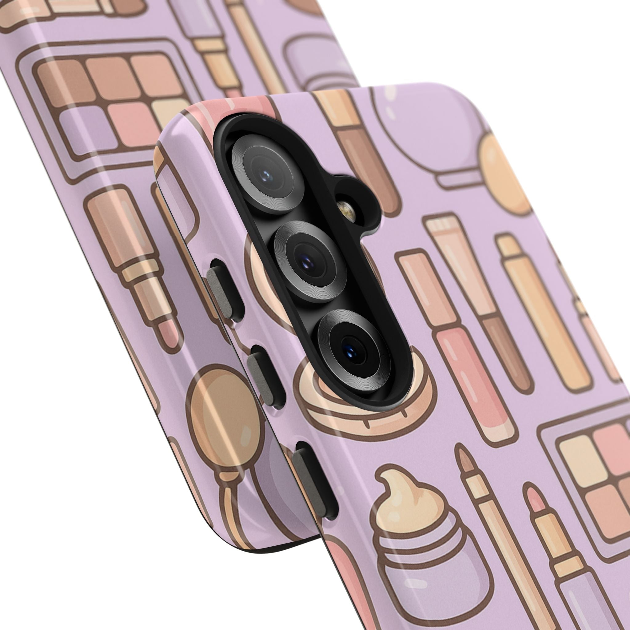 Capymo Family Kawaii Makeup Phone Case – Cute Girly iPhone Cover with Cosmetic Beauty Pattern