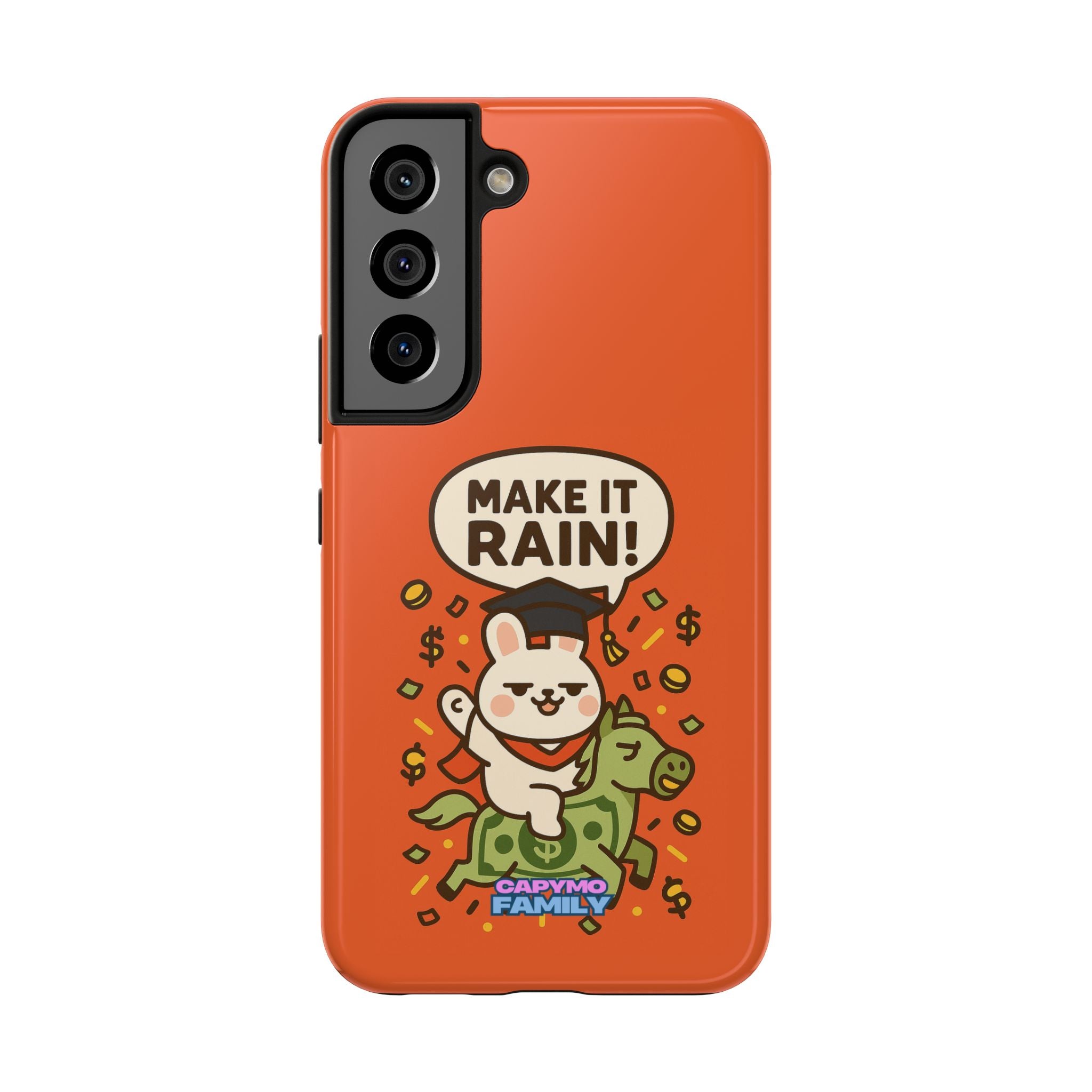 Capymo Family Playful Cute Cartoon Bunny Tough Phone Case –"Make It Rain" Bunny "Toto" Phone Case