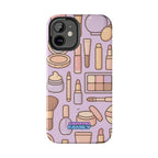 Capymo Family Kawaii Makeup Phone Case – Cute Girly iPhone Cover with Cosmetic Beauty Pattern