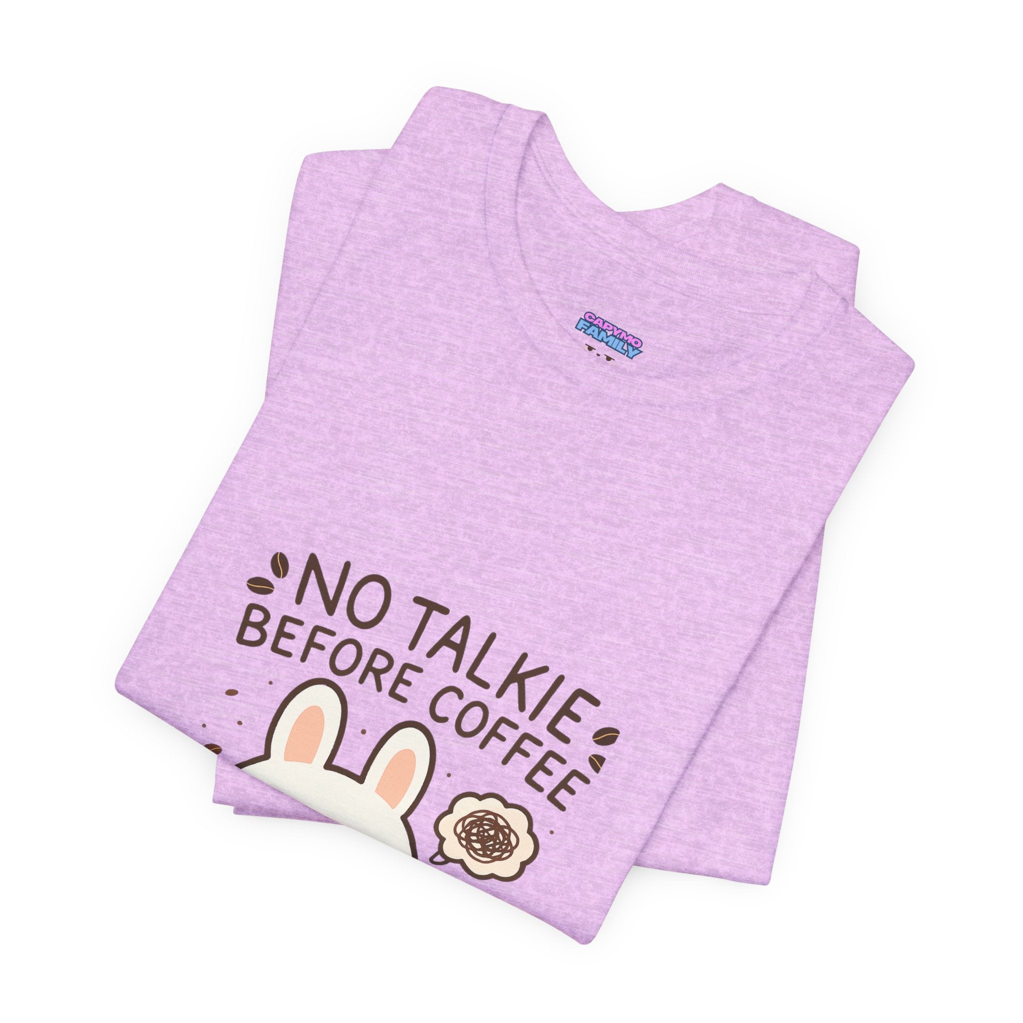 Capymo Family Kawaii Bunny Soft Cotton T-Shirt – "No Talkie Before Coffee" "Toto" The Bunny Cute Tee (Unisex)