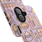 Capymo Family Kawaii Makeup Phone Case – Cute Girly iPhone Cover with Cosmetic Beauty Pattern
