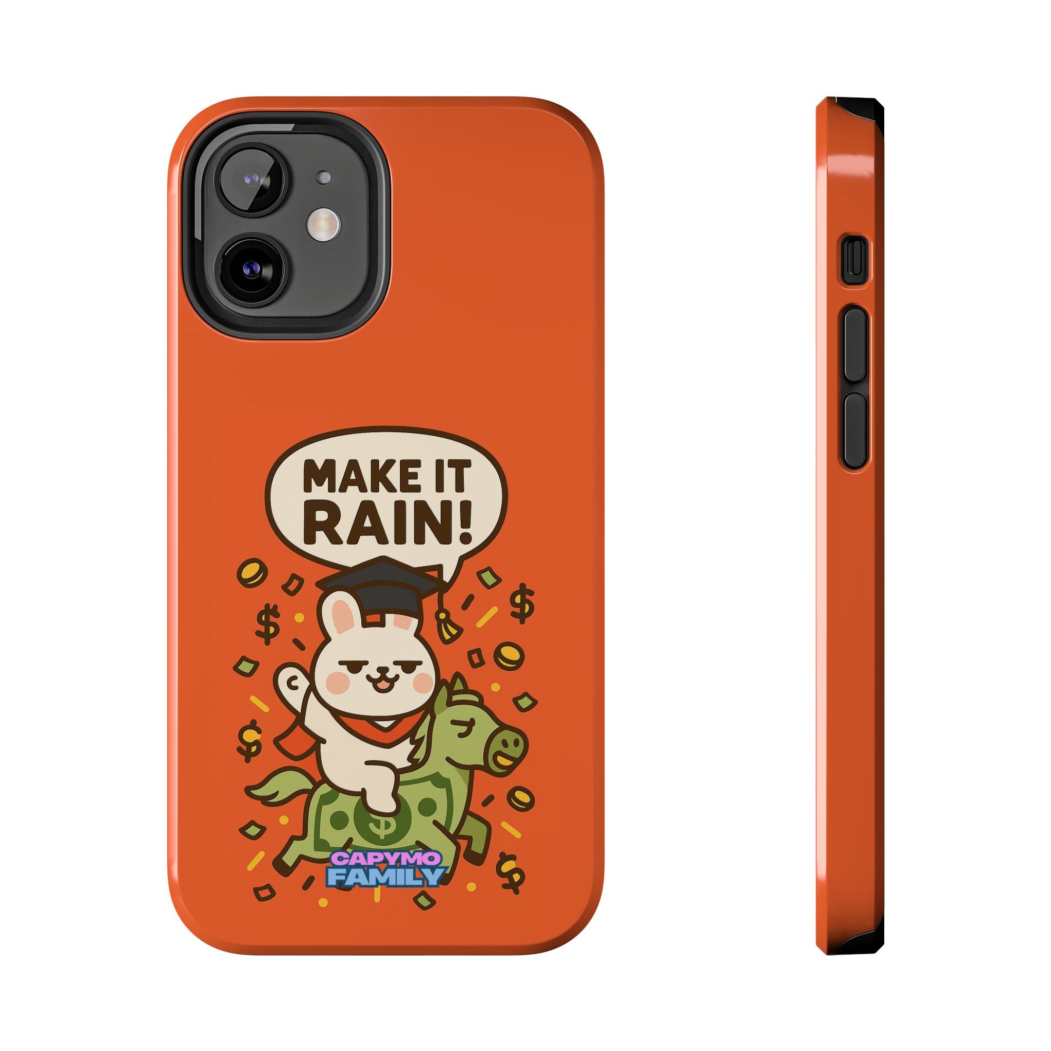 Capymo Family Playful Cute Cartoon Bunny Tough Phone Case –"Make It Rain" Bunny "Toto" Phone Case