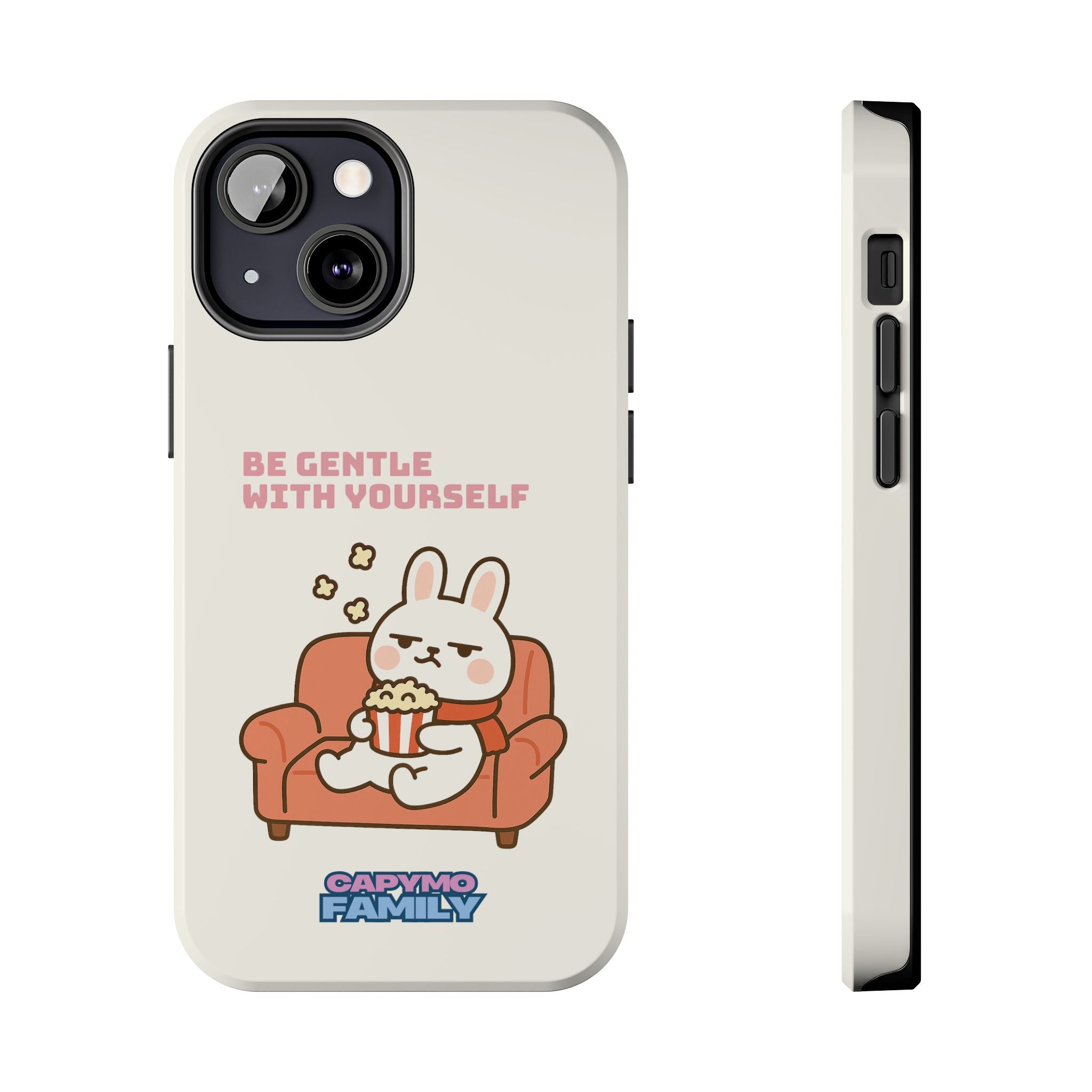 Capymo Family “Be Gentle With Yourself” Phone Case – Cozy Bunny Self-Care Quote Cover