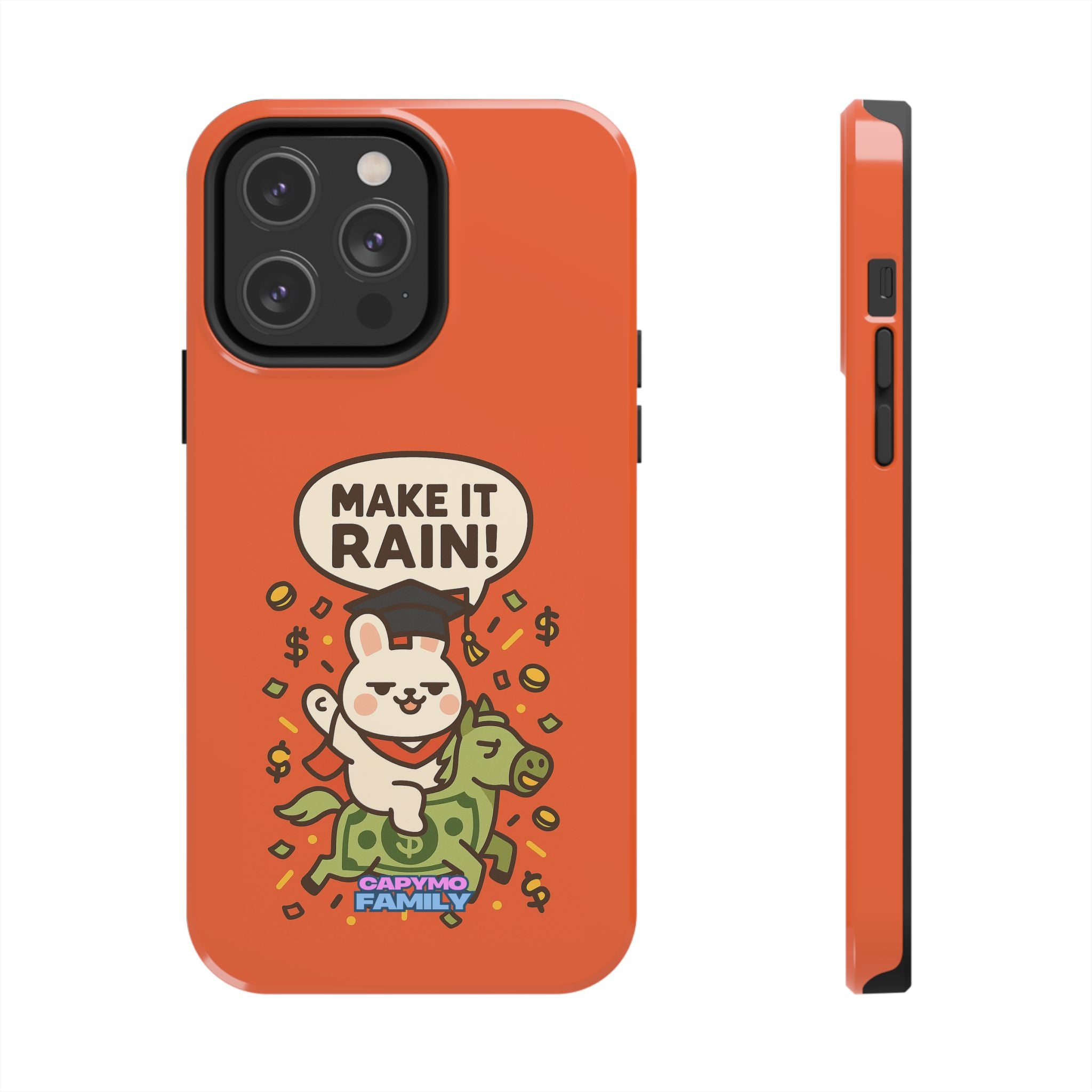 Capymo Family Playful Cute Cartoon Bunny Tough Phone Case –"Make It Rain" Bunny "Toto" Phone Case