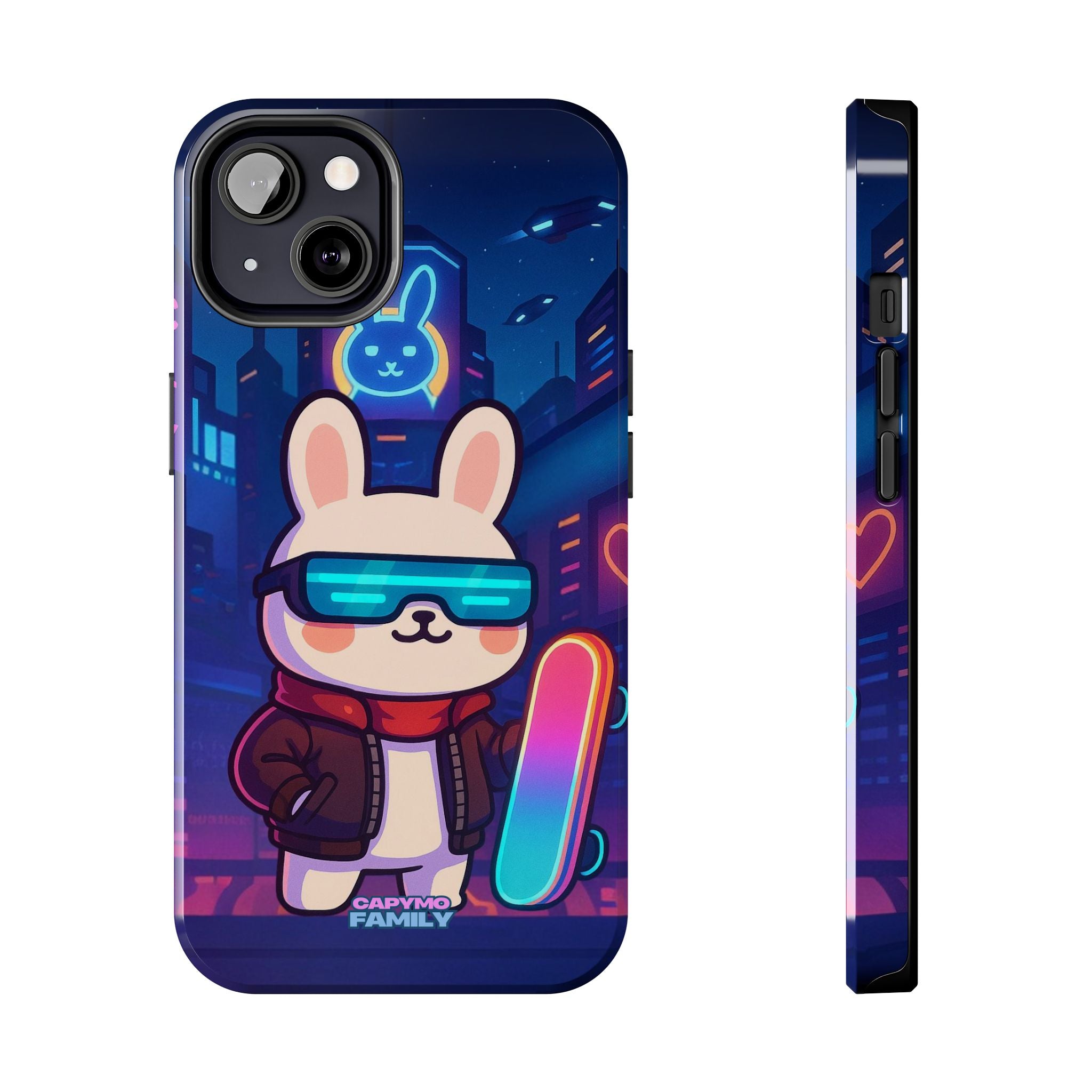 Capymo Family Cute Cartoon Bunny Tough Phone Case –Cyberpunk Bunny "Toto" Phone Case