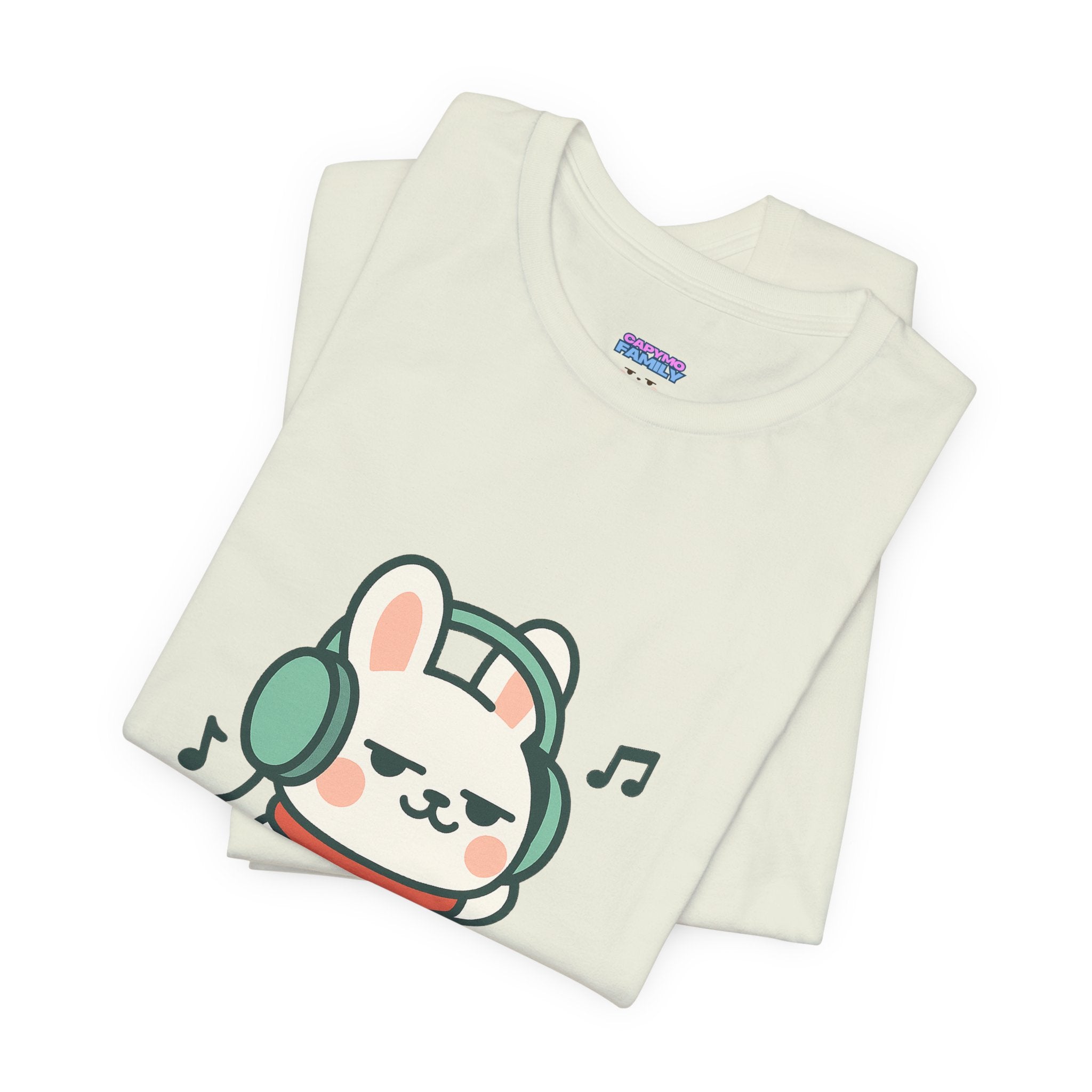 Capymo Family Cute Bunny Music Unisex Tee, Soft Beats Only, Gift for Music Lovers, Relaxed Fit T-Shirt, Animal Lover Apparel, Casual Wear